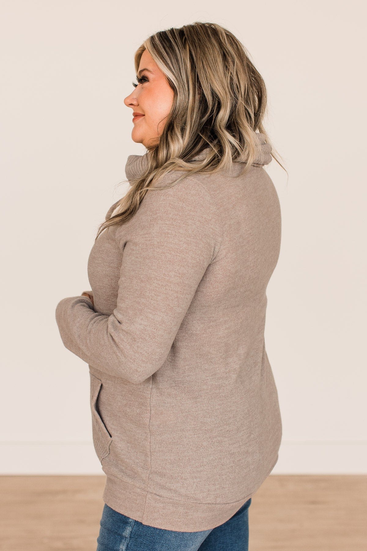 Searching For You Cowl Neck Top- Taupe - Image 6
