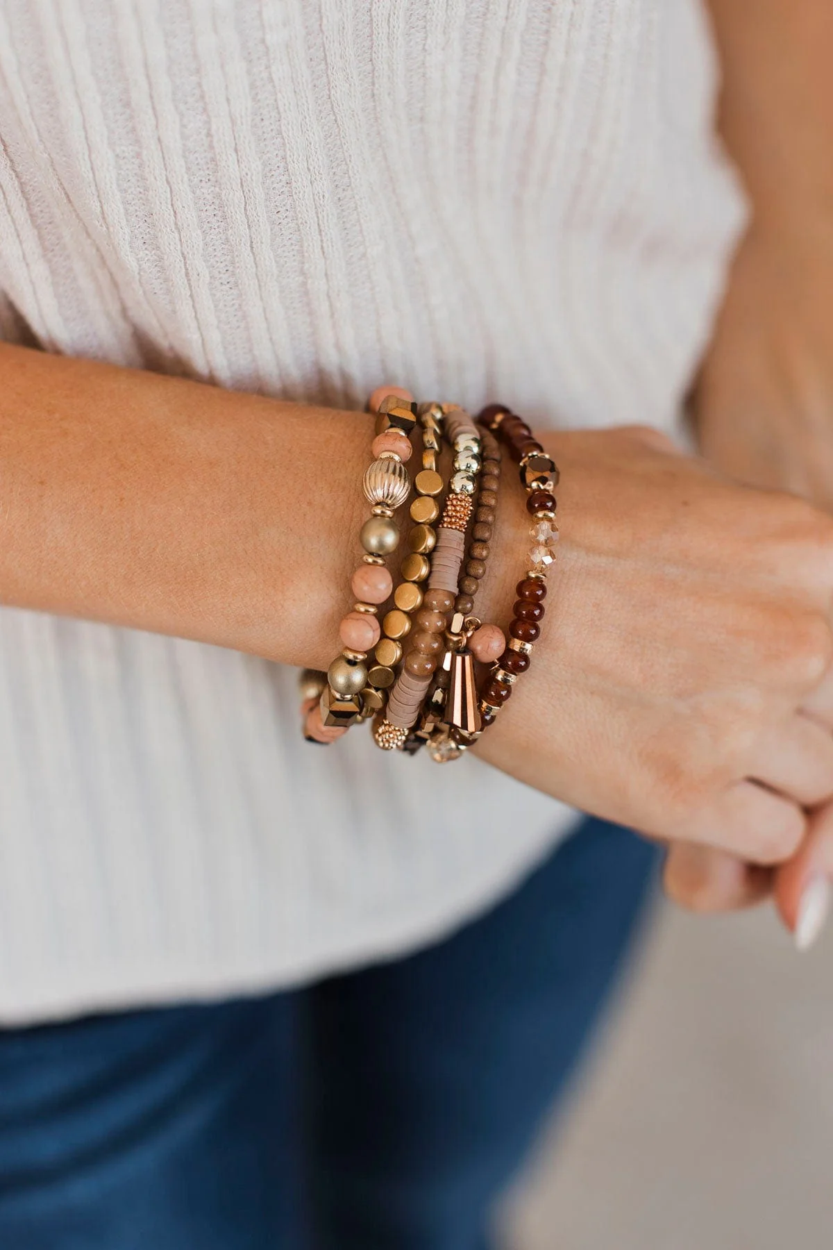 Seaside Beauty Bracelet Set- Brown & Gold - Image 2