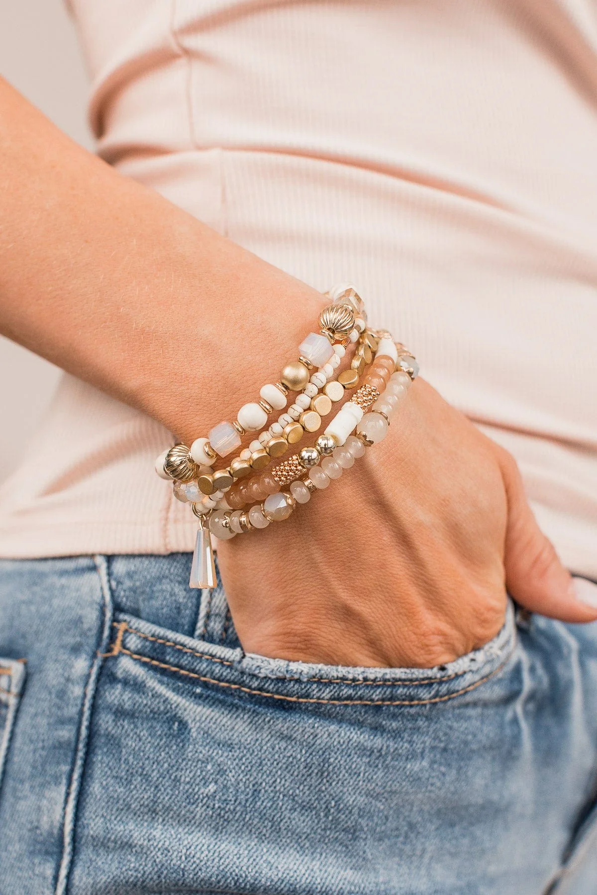 Seaside Beauty Bracelet Set- Natural & Gold