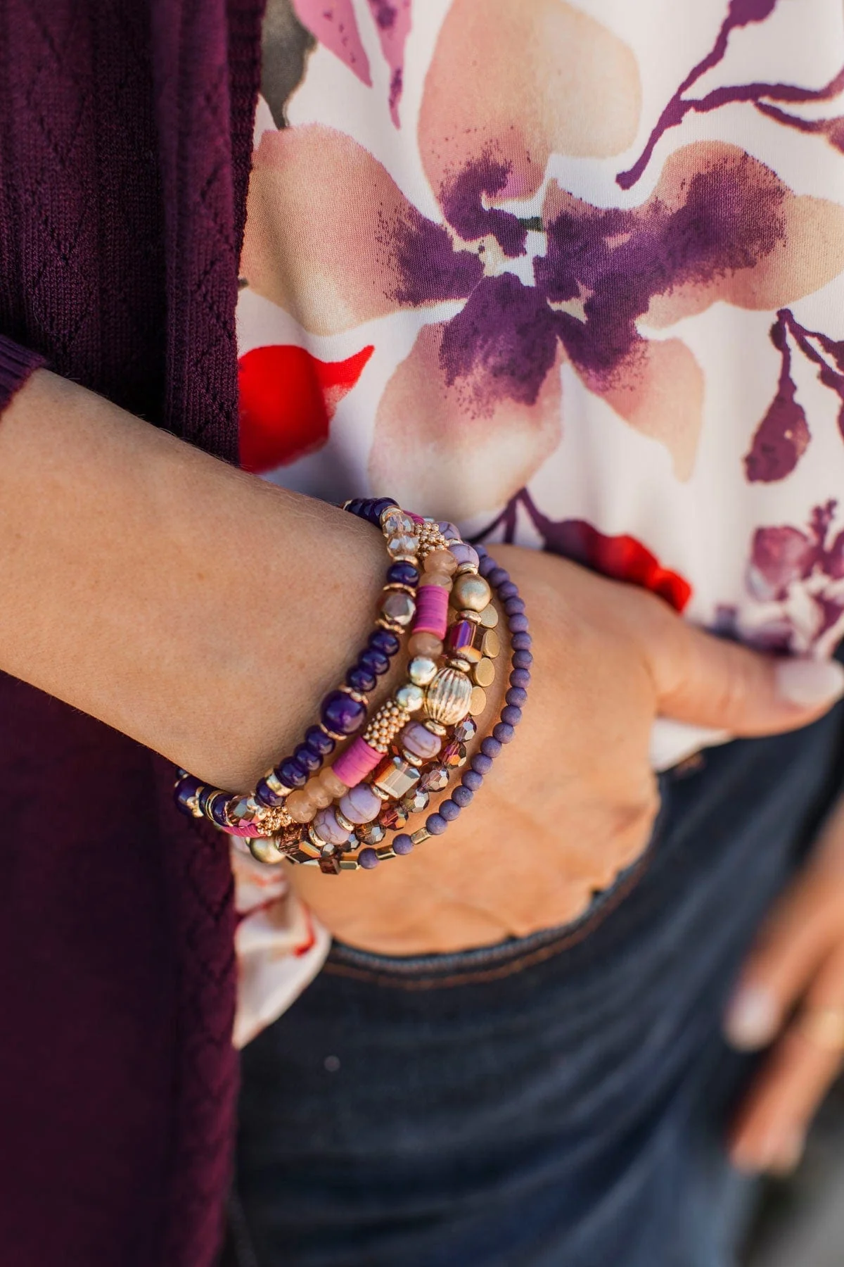 Seaside Beauty Bracelet Set- Purple & Gold