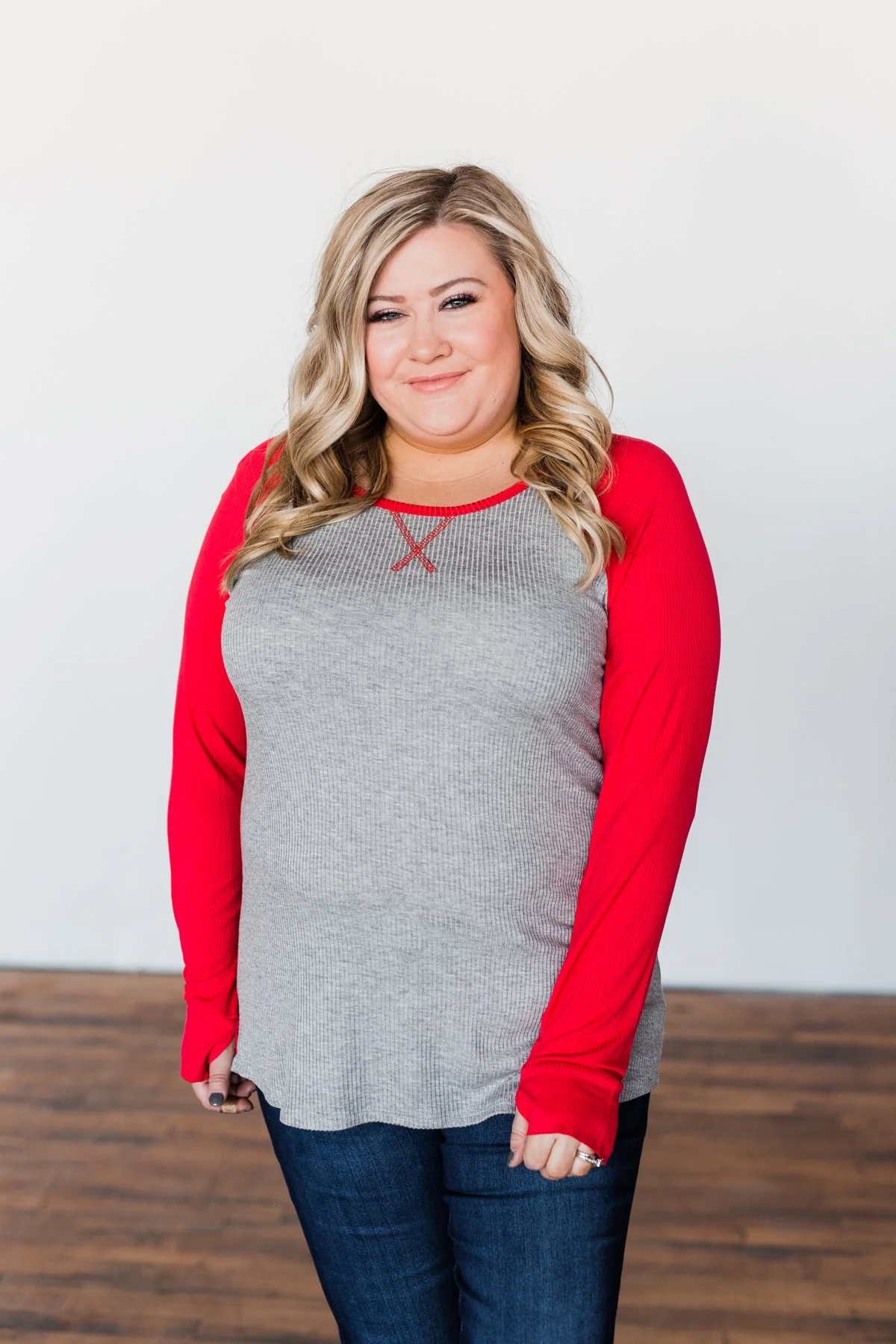 Season Awaits Long Sleeve Raglan Top- Deep Coral - Image 10