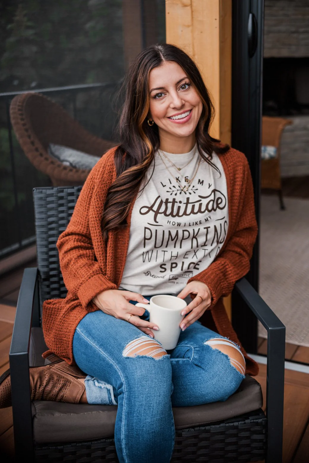 Season Of Change Knit Cardigan- Deep Rust - Image 3
