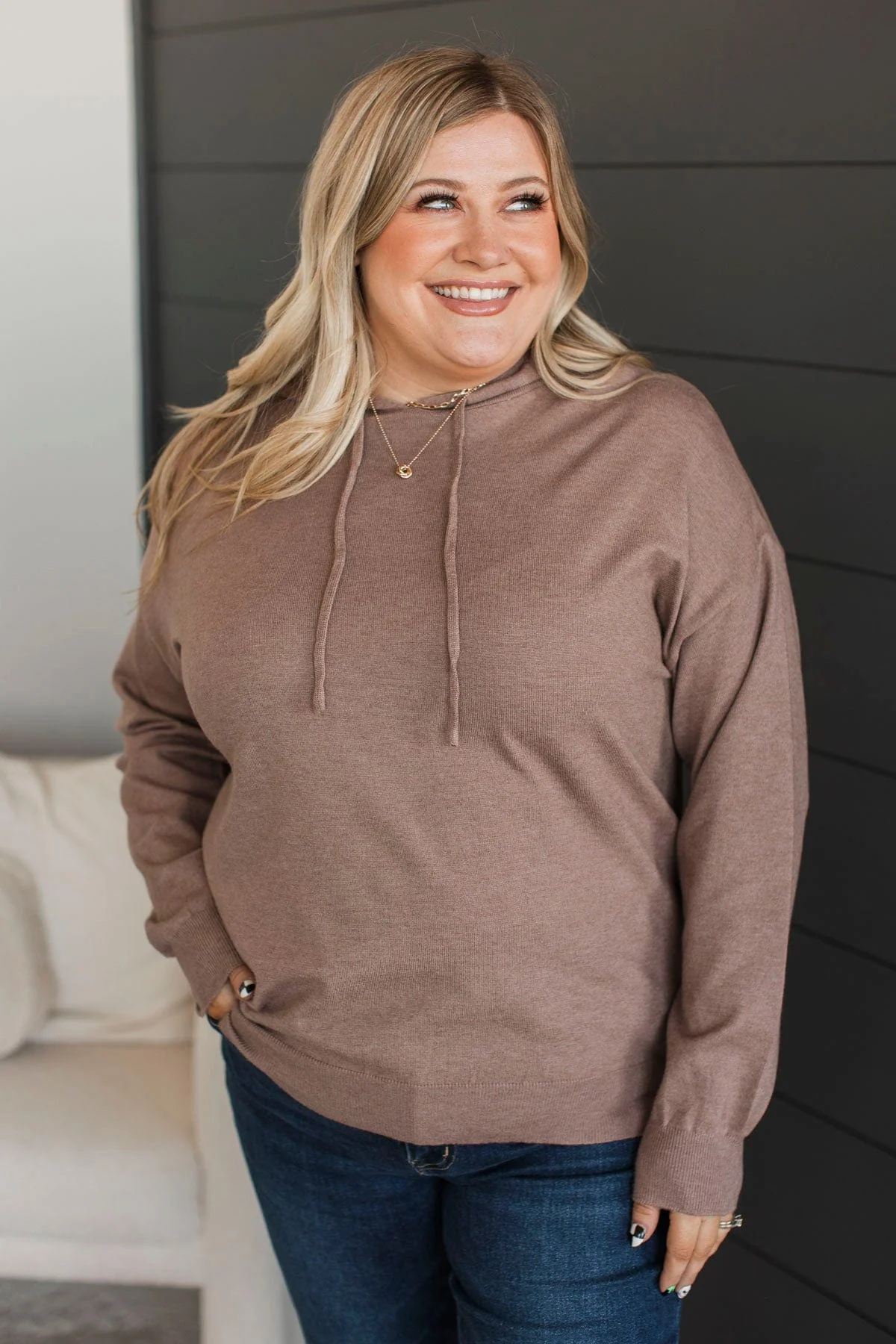 Second Chances Hooded Pullover Top- Mocha - Image 2