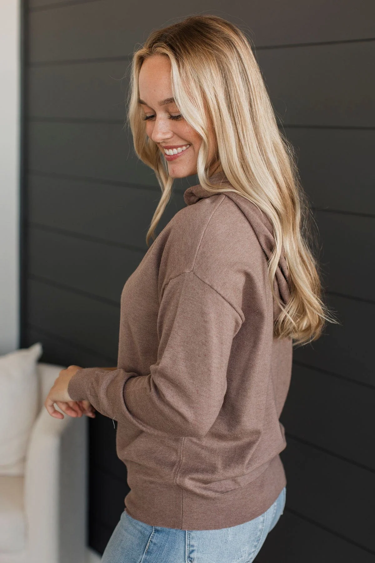 Second Chances Hooded Pullover Top- Mocha - Image 5
