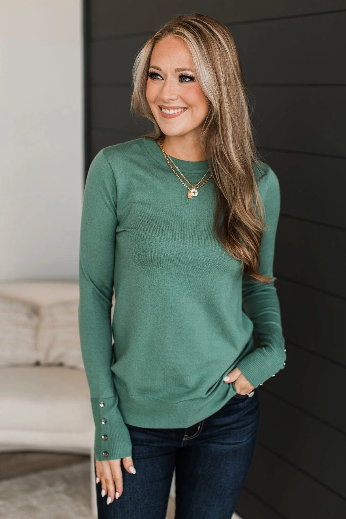 Second Glance Knit Sweater- Spruce - Image 4