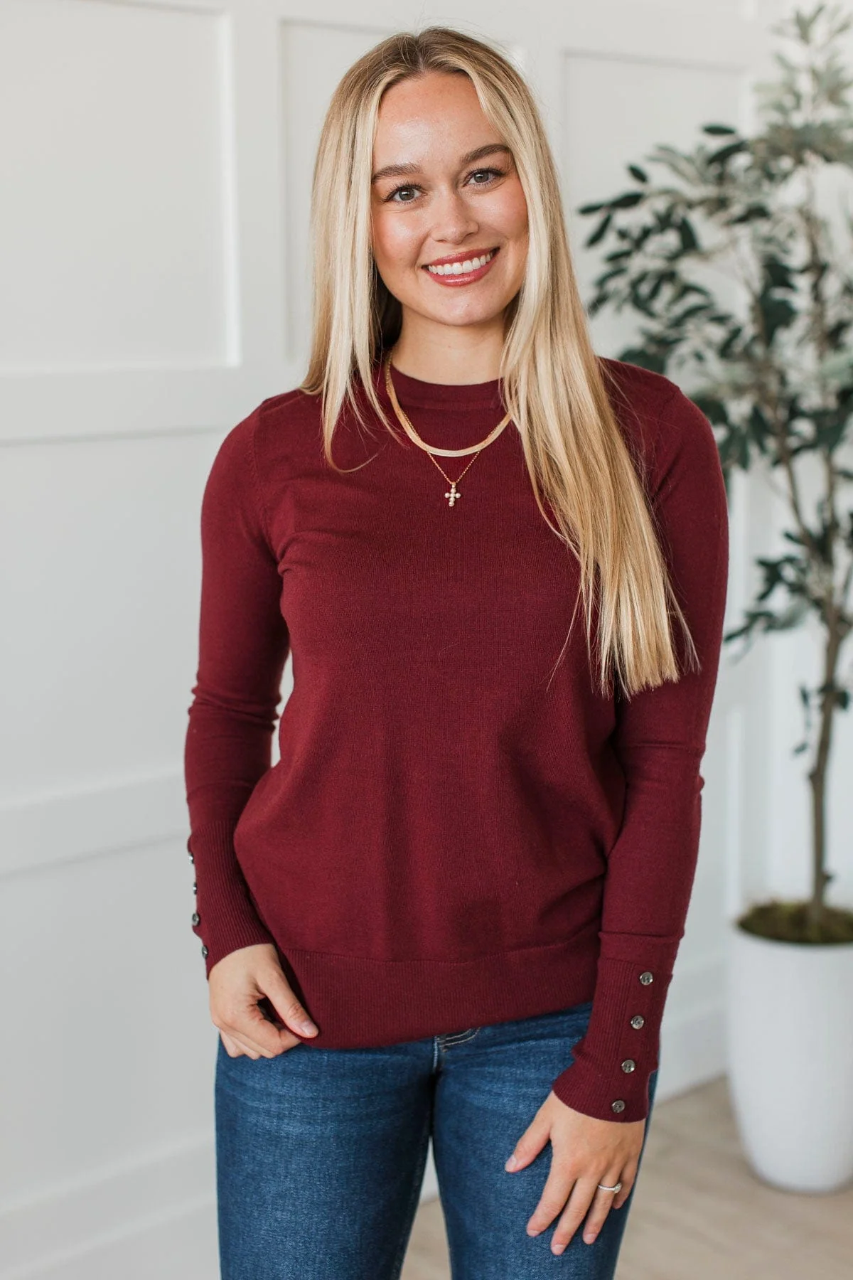Second Glance Knit Sweater- Wine - Image 2