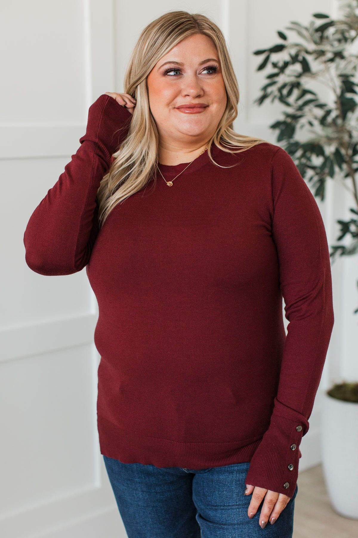 Second Glance Knit Sweater- Wine - Image 3