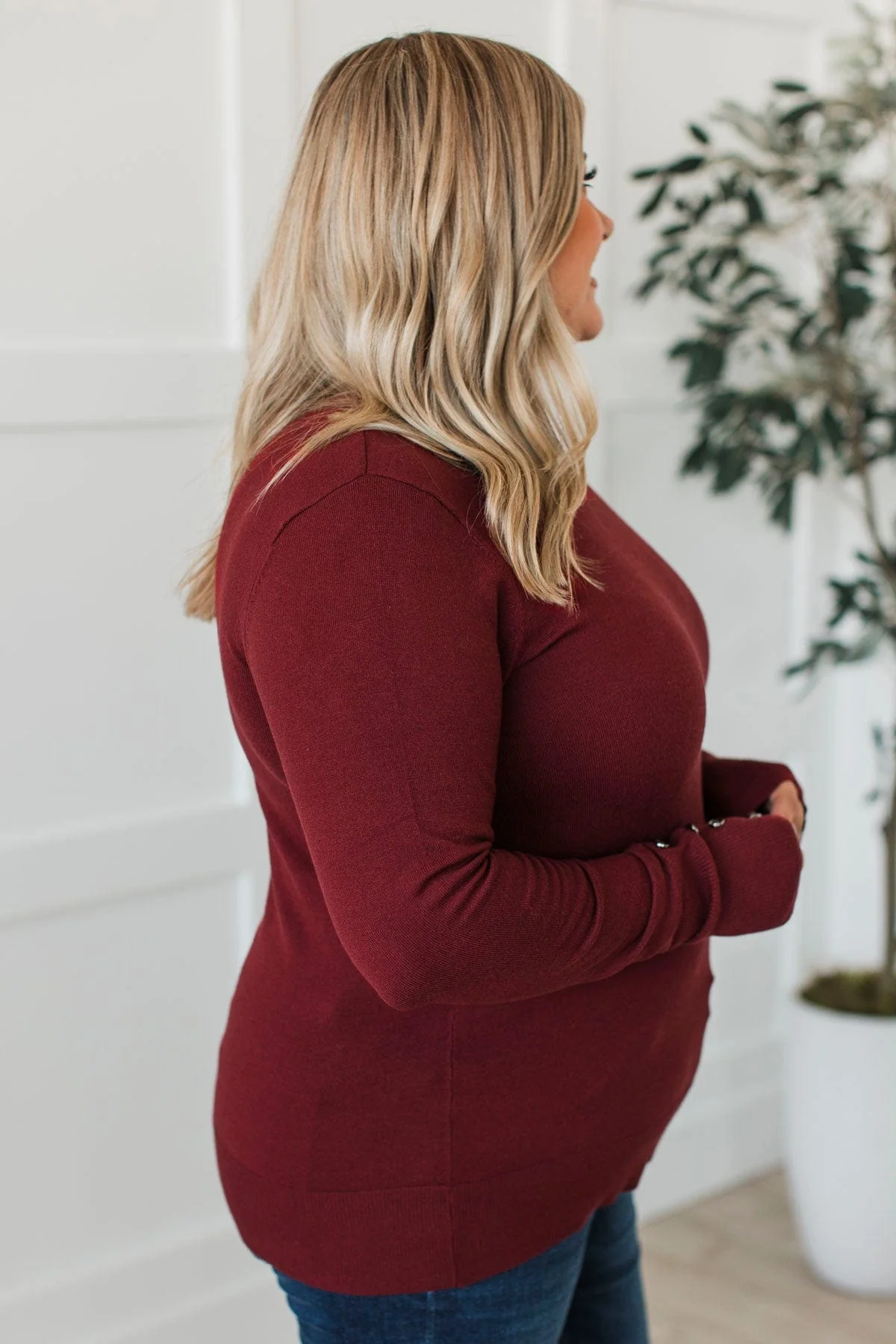 Second Glance Knit Sweater- Wine - Image 5