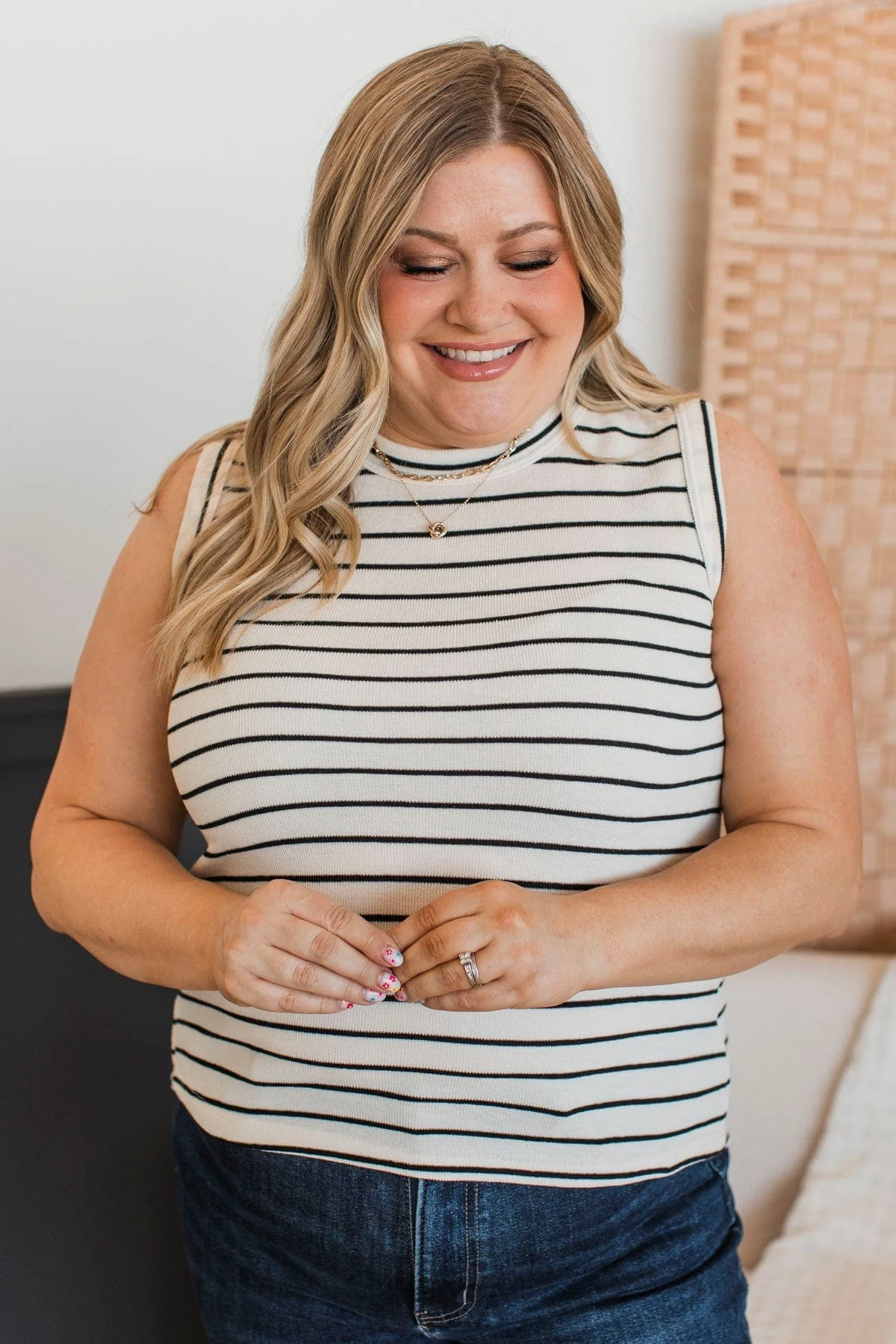 Secretly In Love Striped Tank Top- Ivory & Black - Image 2