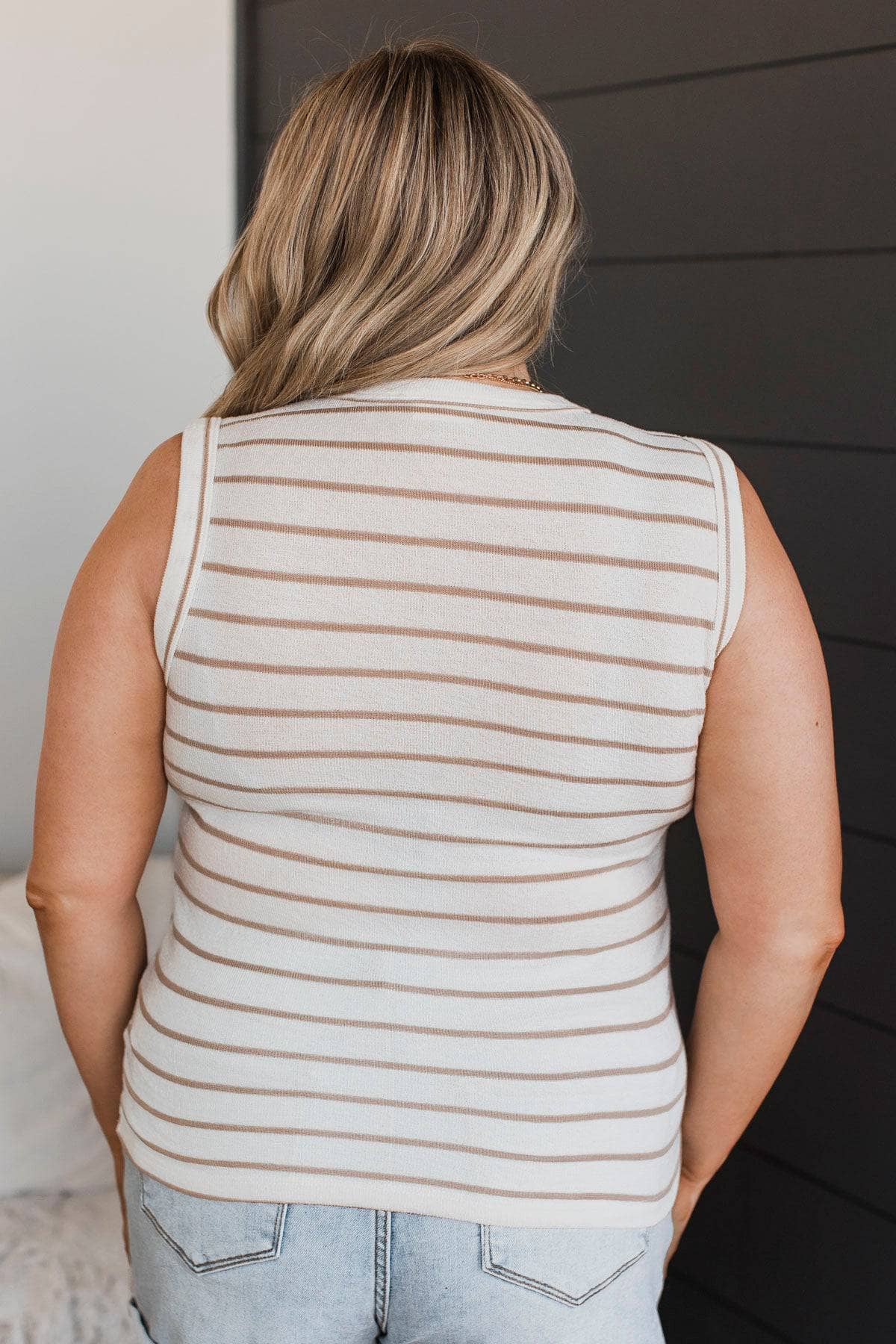 Secretly In Love Striped Tank Top- Ivory & Cocoa - Image 7