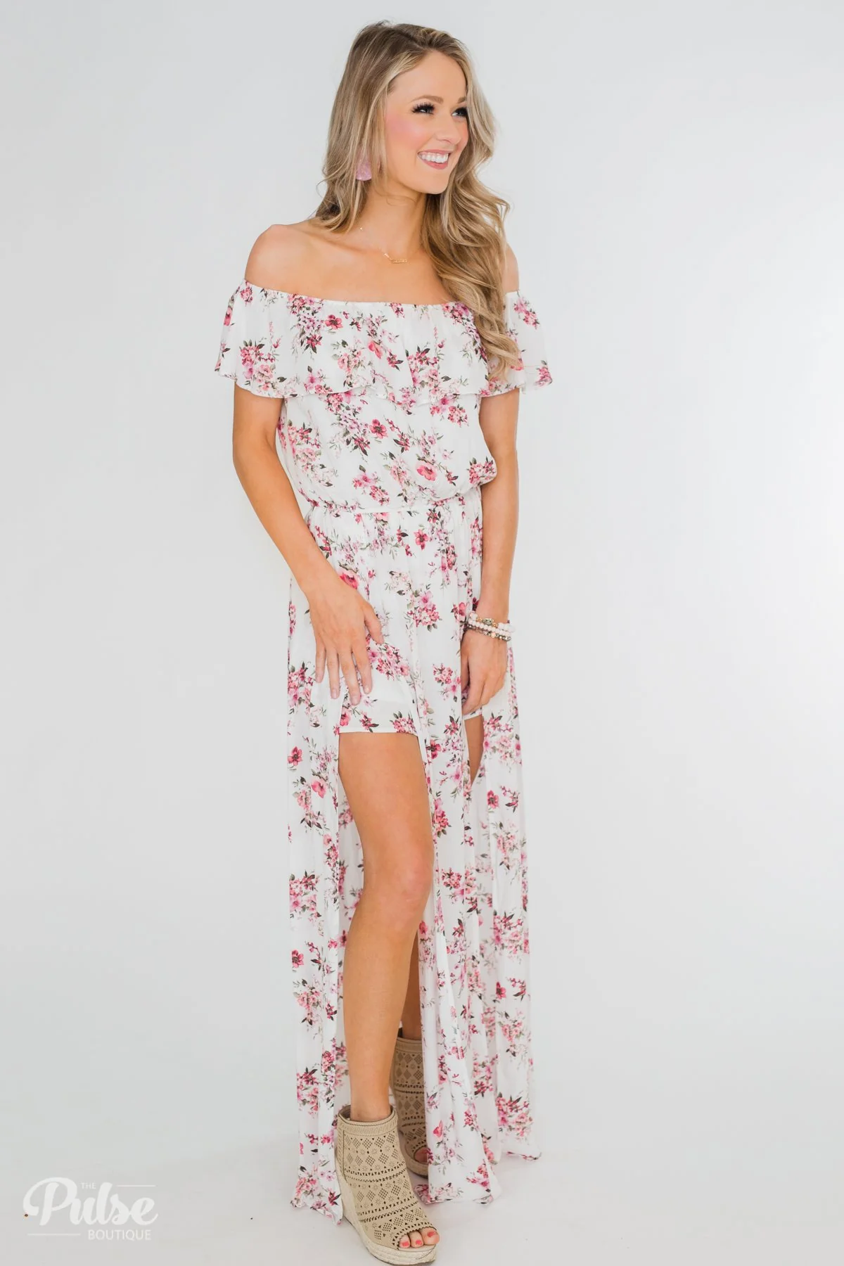 Secrets of Spring Floral Maxi Romper- Ivory - Image 7