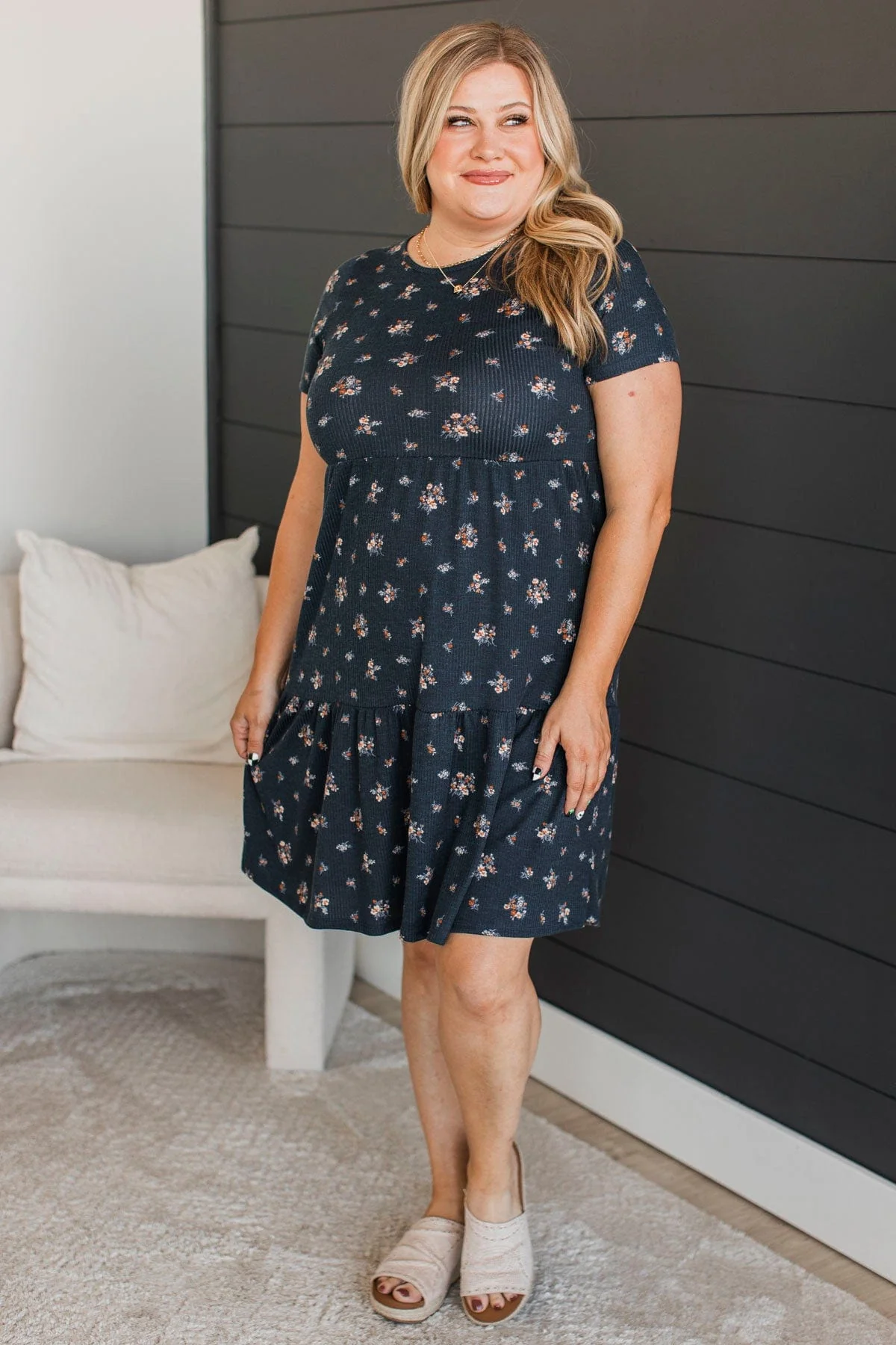 See For Myself Floral Dress- Navy & Rust - Image 5
