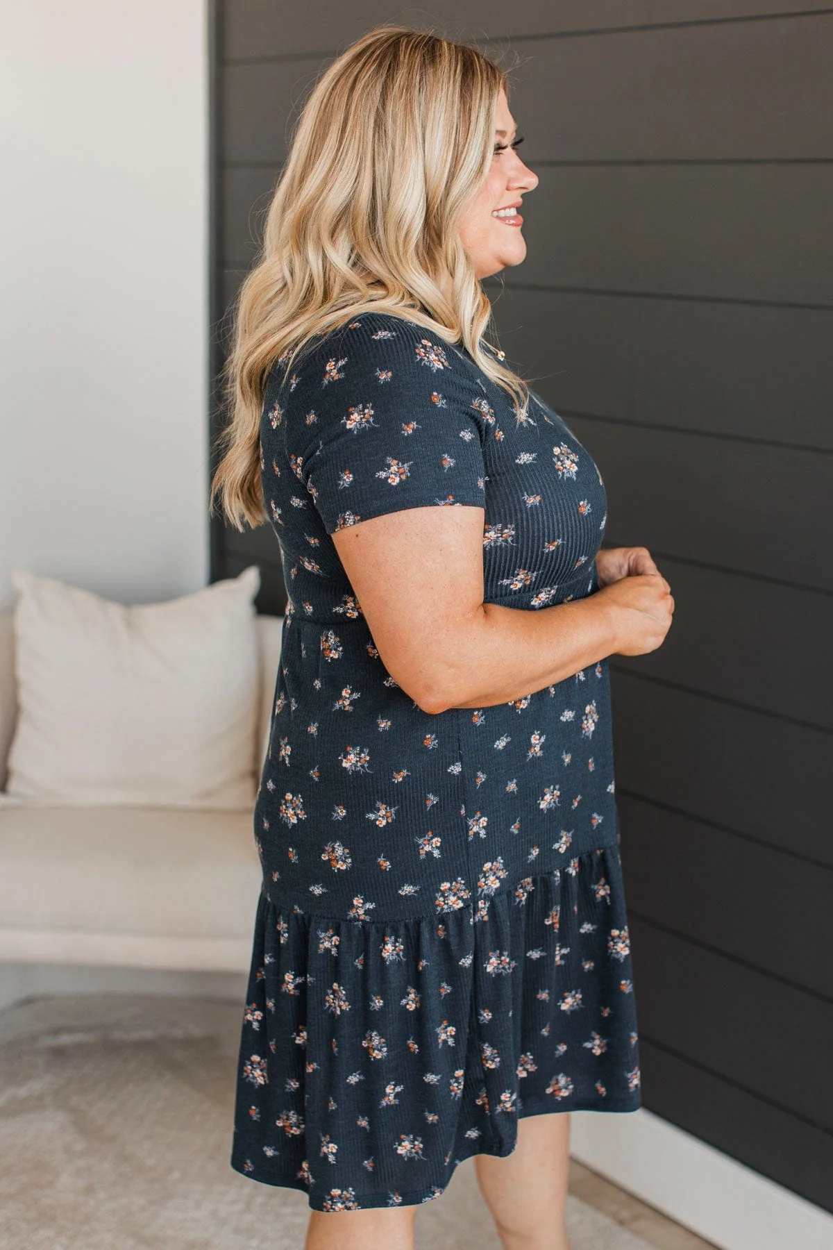 See For Myself Floral Dress- Navy & Rust - Image 7