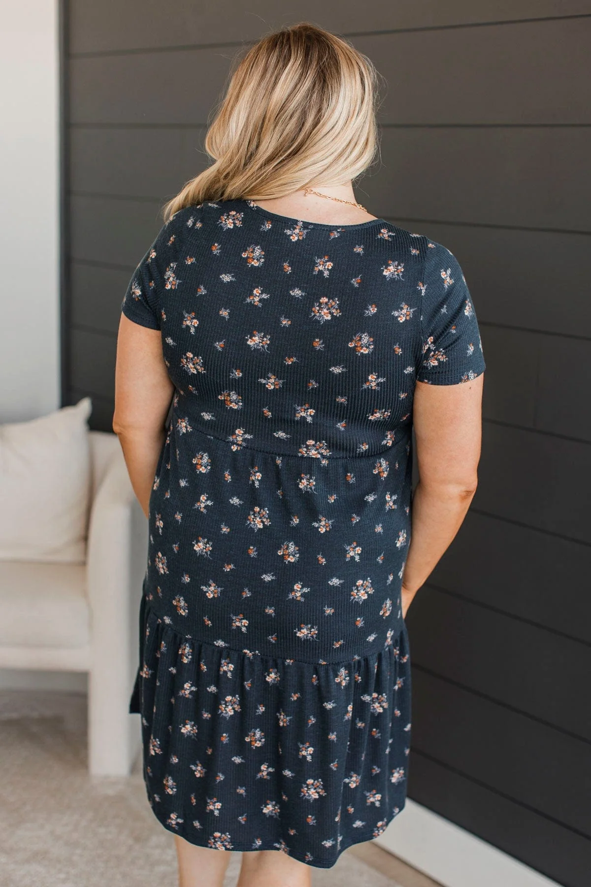 See For Myself Floral Dress- Navy & Rust - Image 9