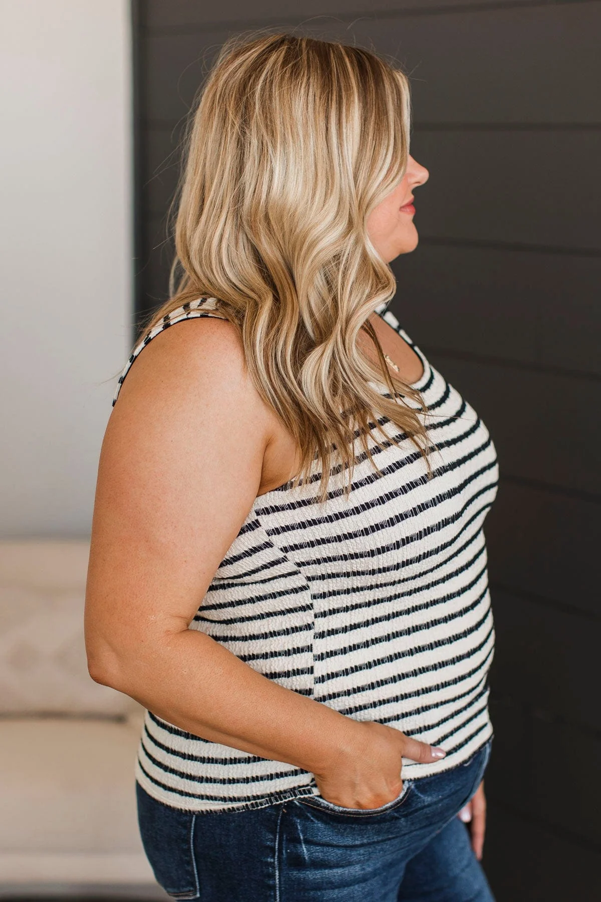 See It In You Striped Tank Top- Ivory & Black - Image 5