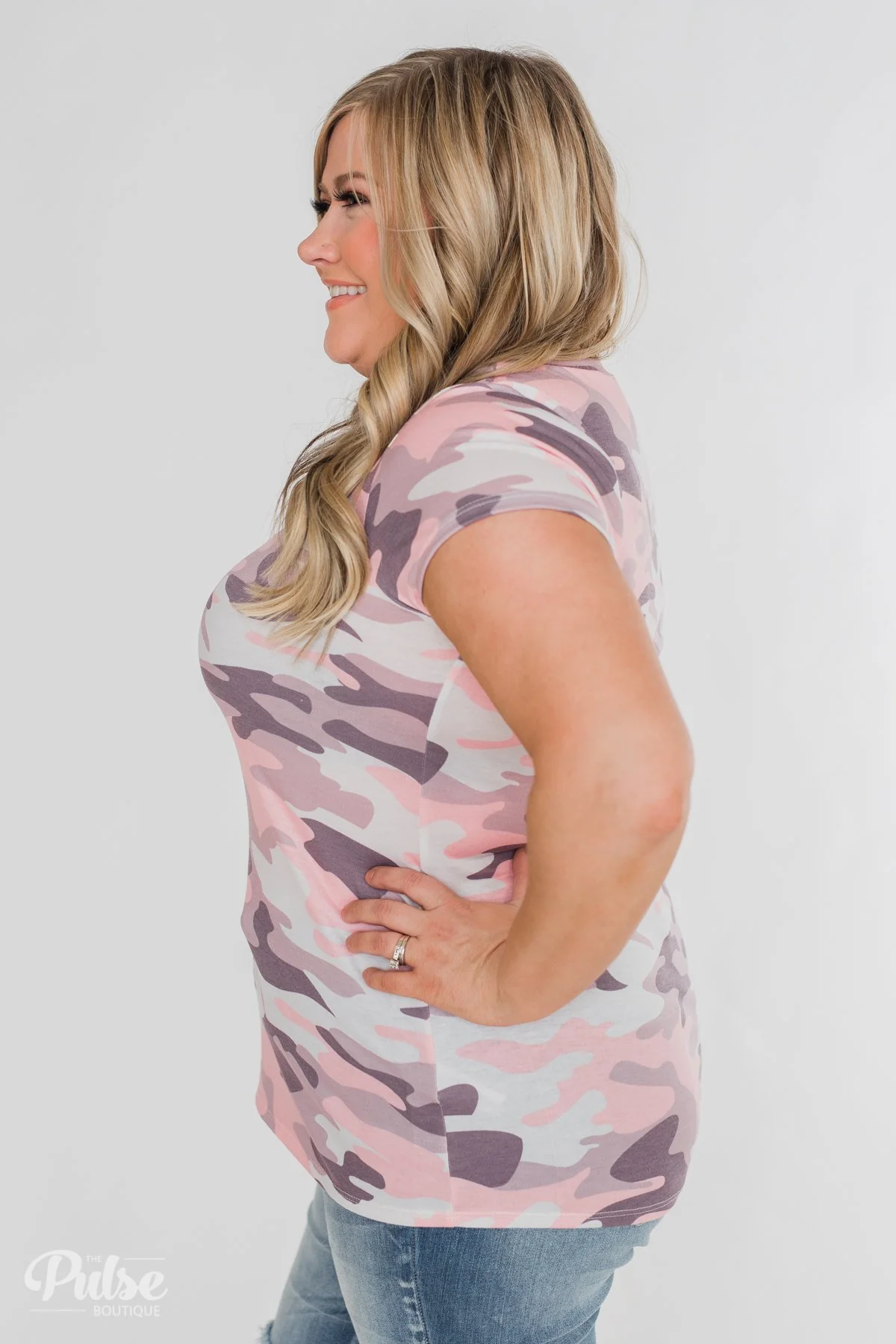 See Me Coming Short Sleeve Top- Pink Camo - Image 11
