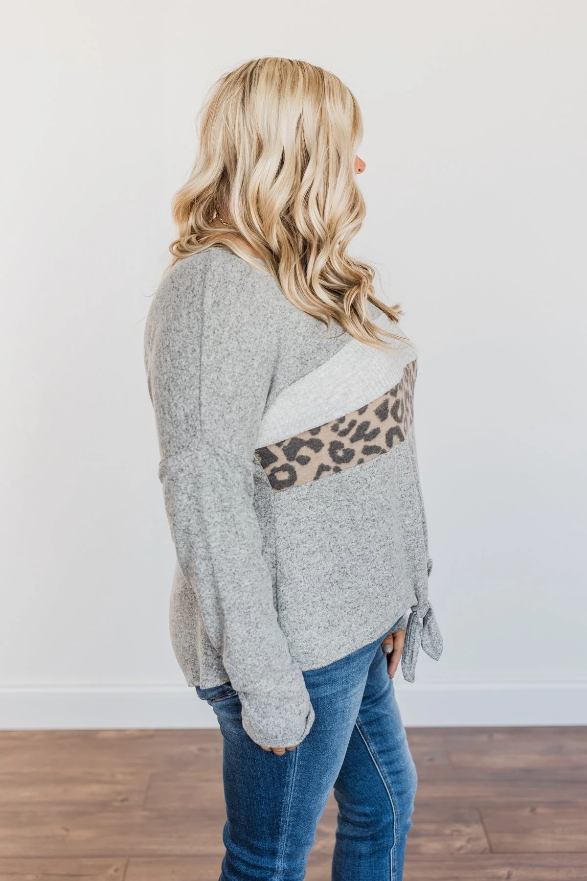 See The Beauty Front Knot Sweater- Grey - Image 12