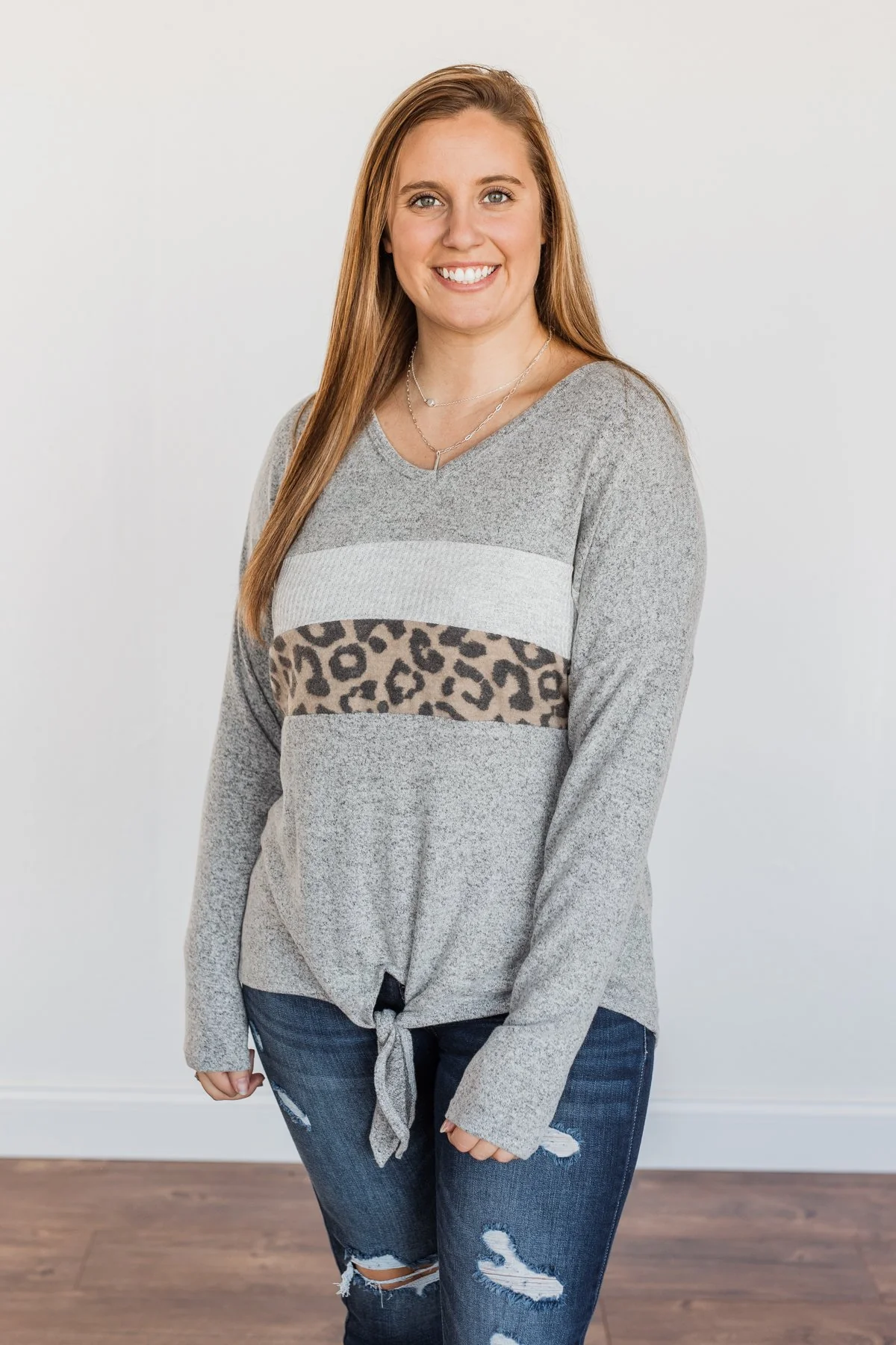 See The Beauty Front Knot Sweater- Grey - Image 2