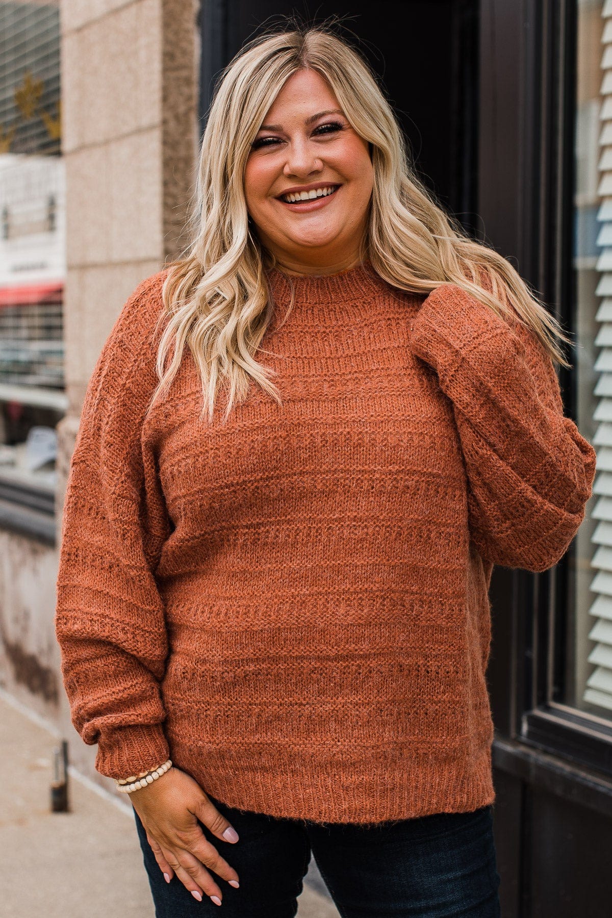 See The Good Knit Sweater- Burnt Orange - Image 2