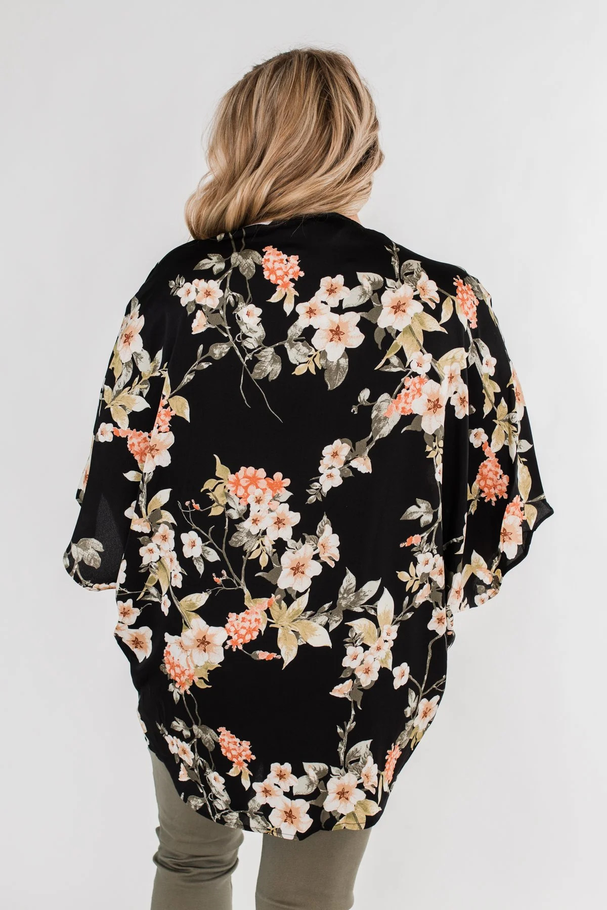 See The Romance Floral Kimono- Black - Image 11