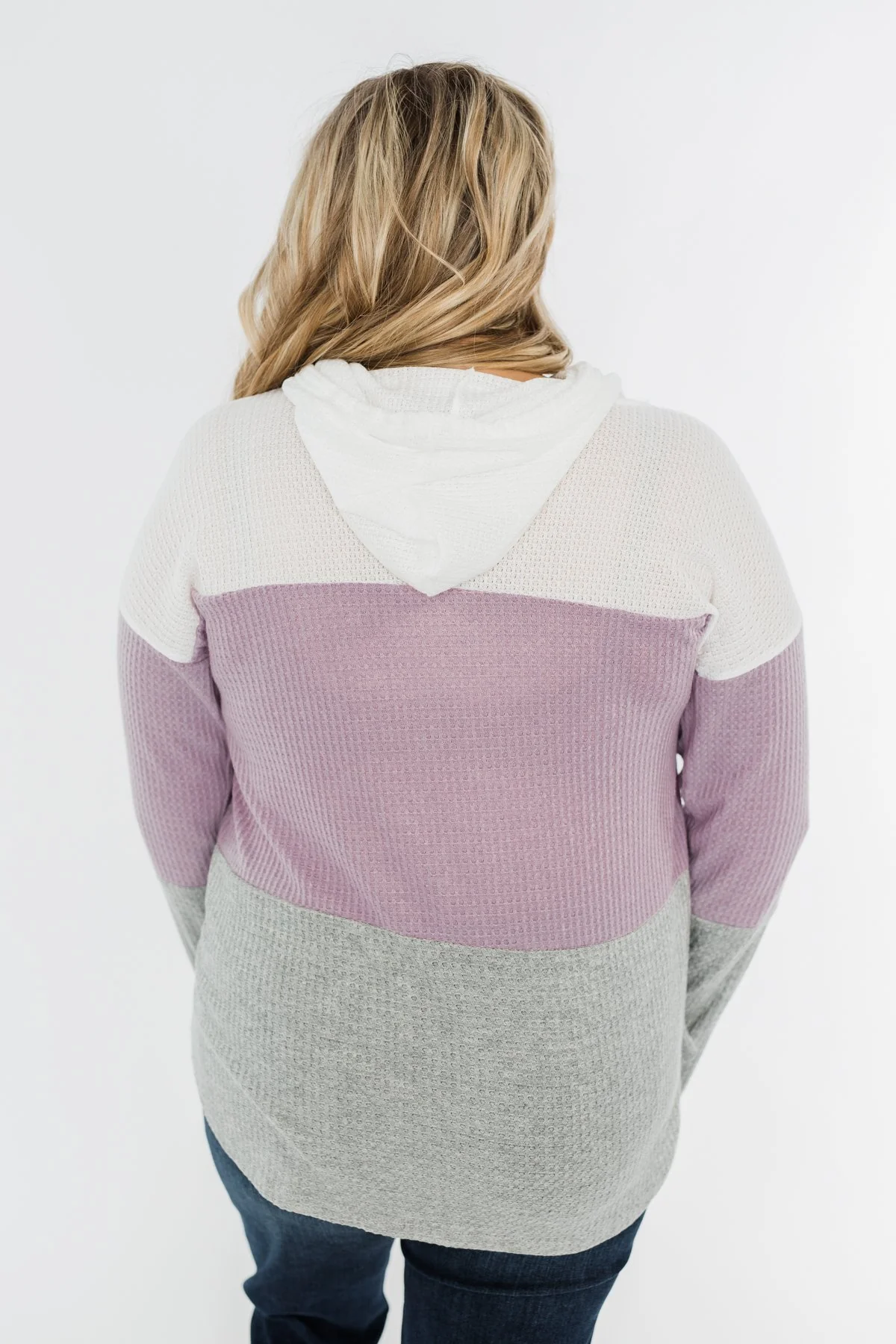See Where It Goes Color Block Hoodie- Lavender & Grey - Image 11