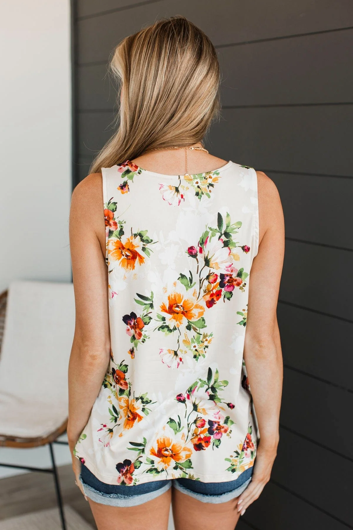 See Your Spark Floral Tank Top- Beige - Image 8