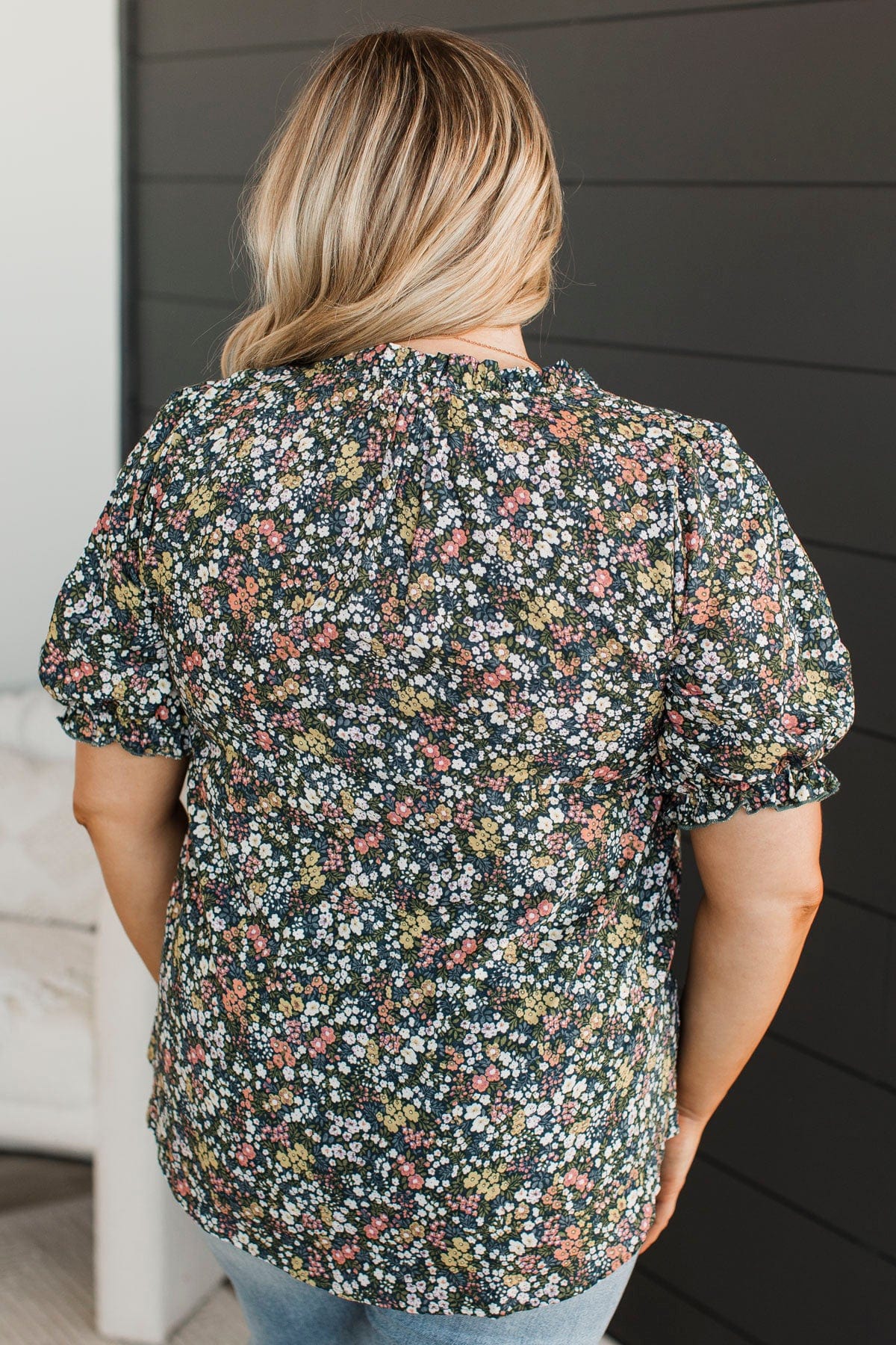 Seeing Clearly Floral Top- Navy & Green - Image 11