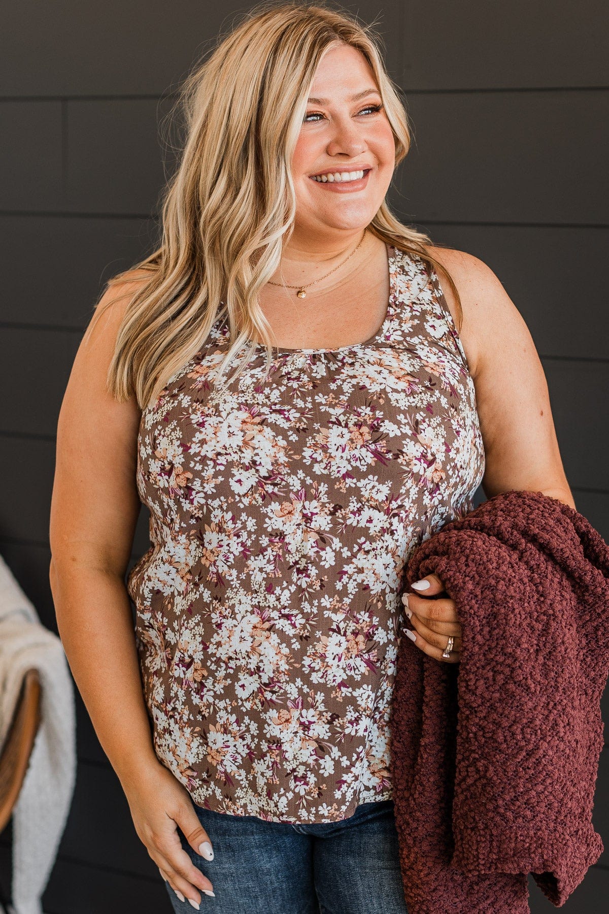 Seeing The Beauty Floral Tank Top- Brown - Image 2