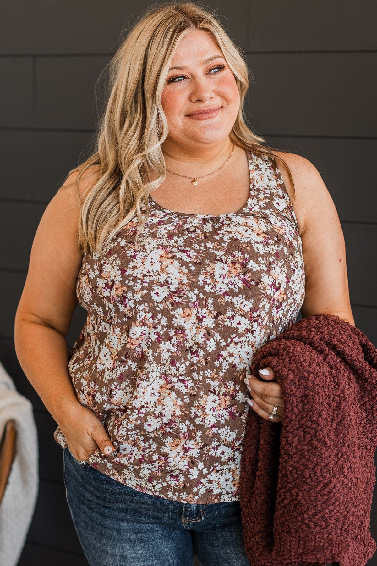 Seeing The Beauty Floral Tank Top- Brown - Image 5