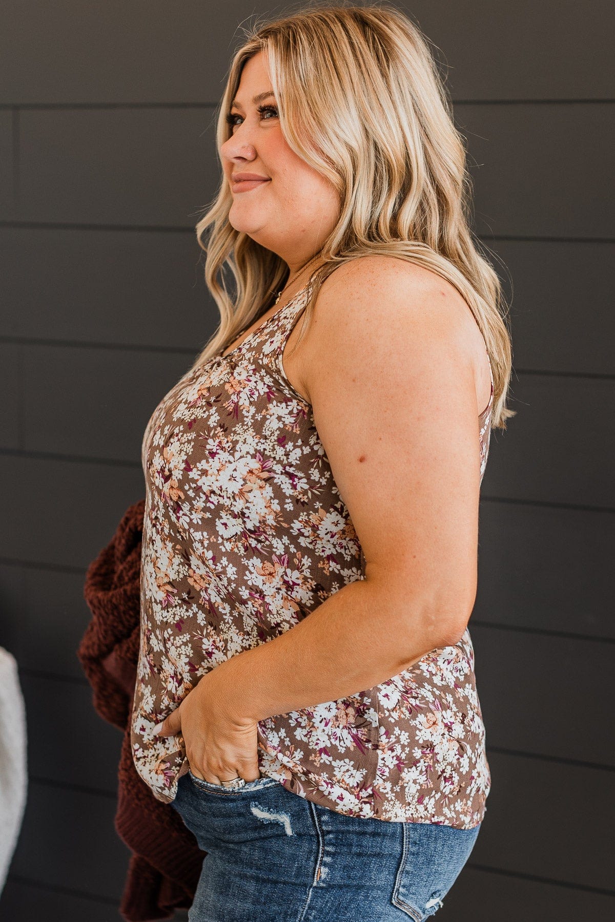 Seeing The Beauty Floral Tank Top- Brown - Image 7