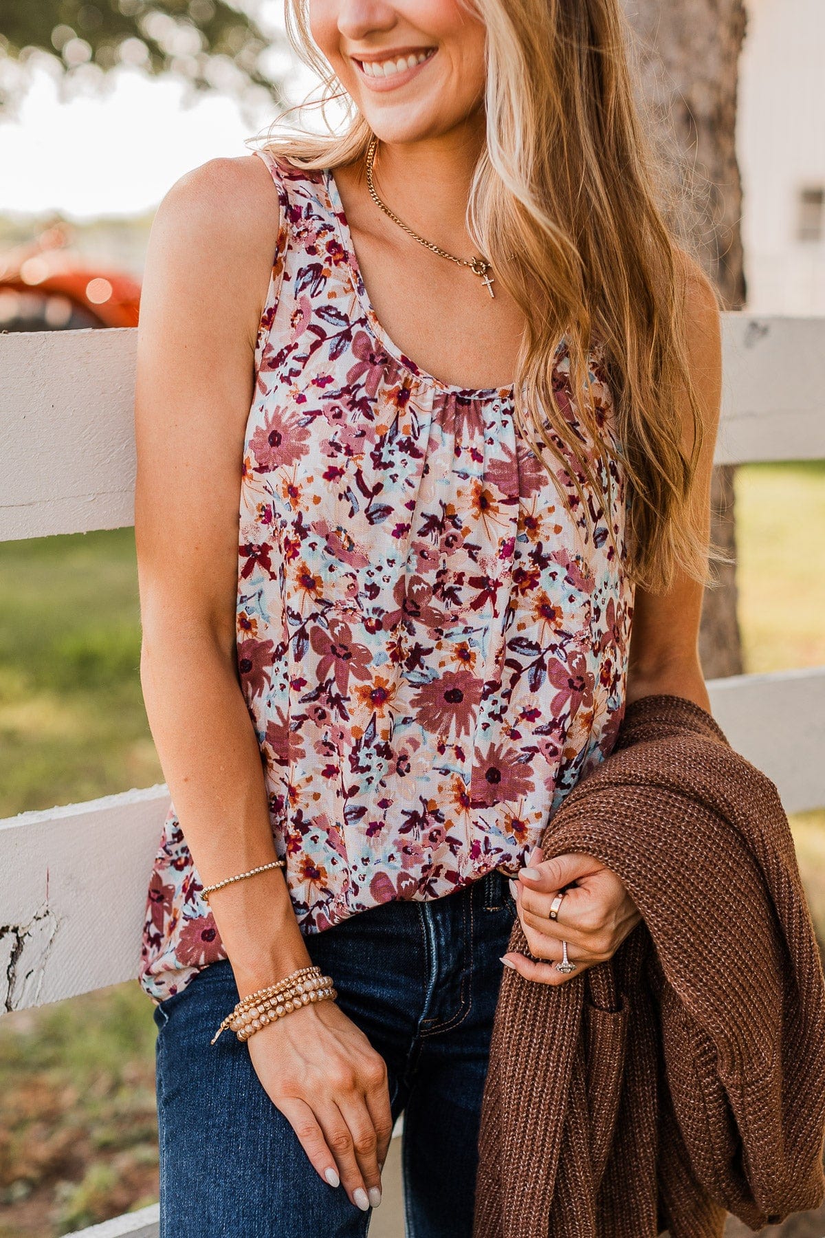 Seeing The Beauty Floral Tank Top- Mauve - Image 4