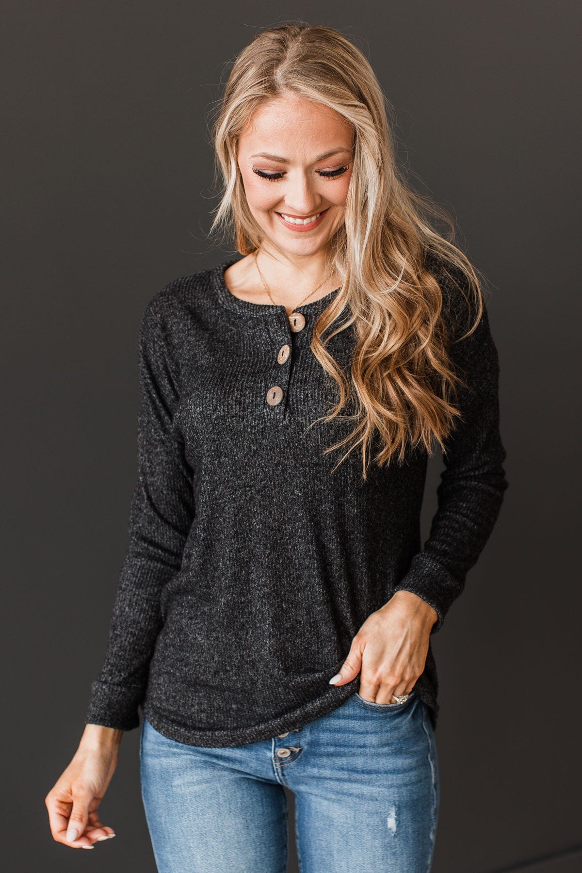 Seek Me Out Ribbed Knit Top- Black