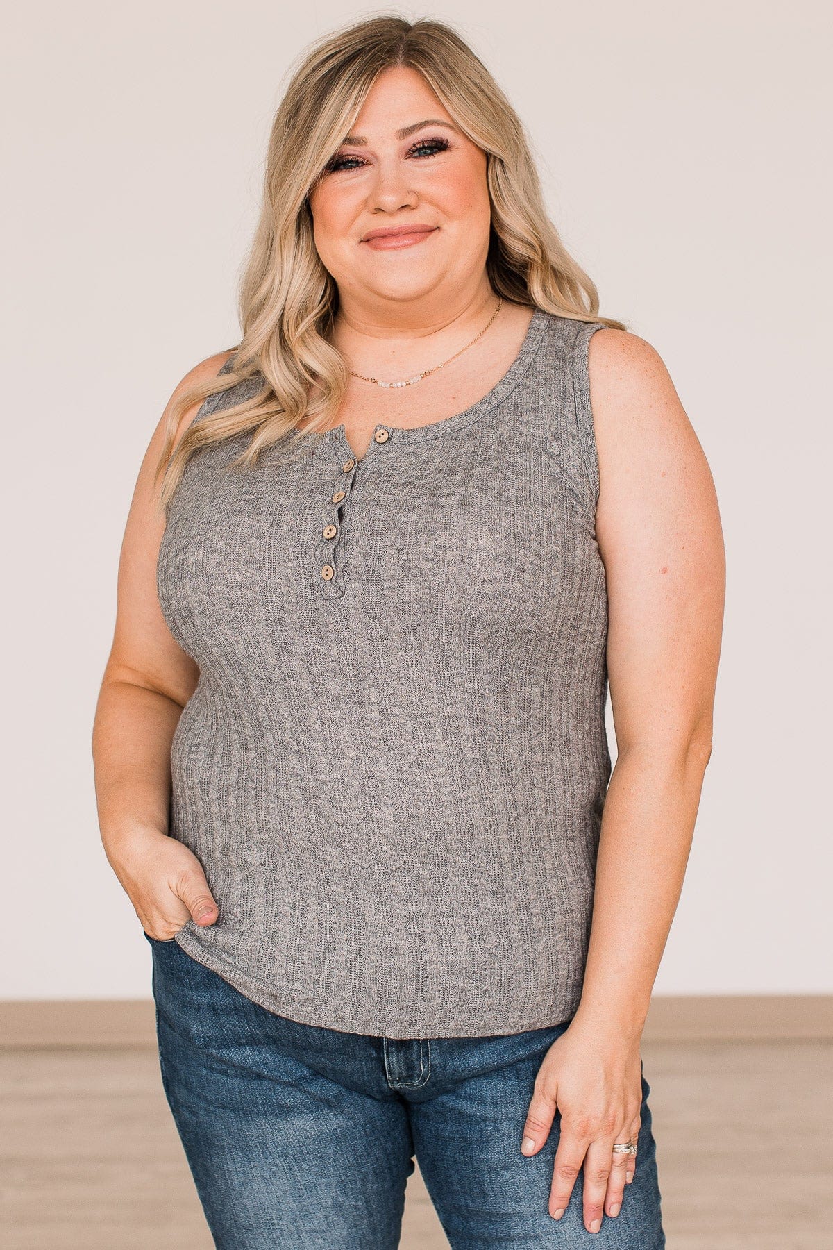 Seek Out Adventure Knit Tank Top- Grey - Image 2