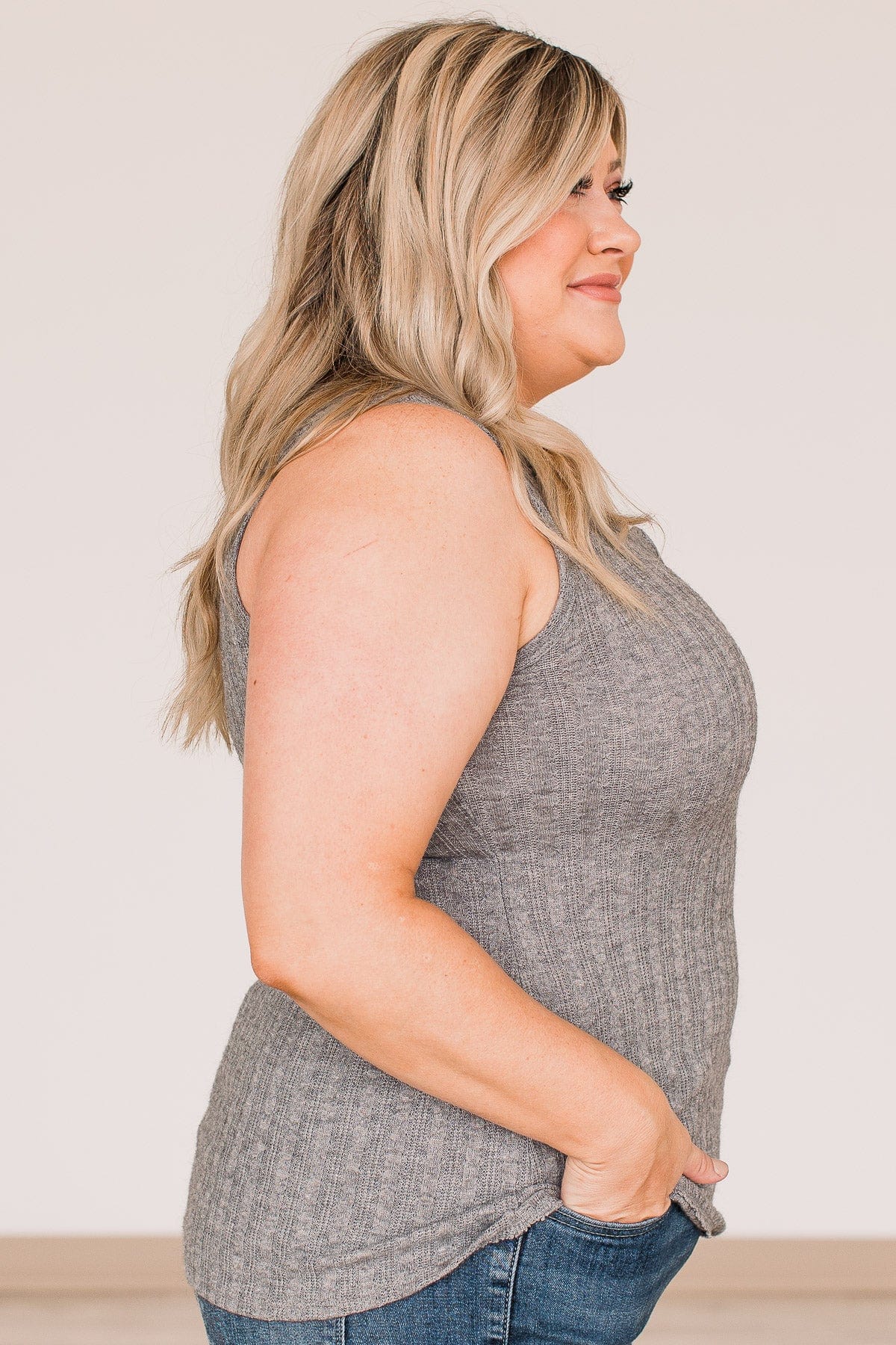 Seek Out Adventure Knit Tank Top- Grey - Image 6