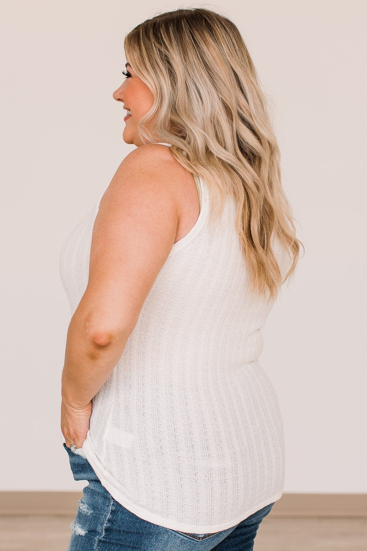 Seek Out Adventure Knit Tank Top- Off-White - Image 8