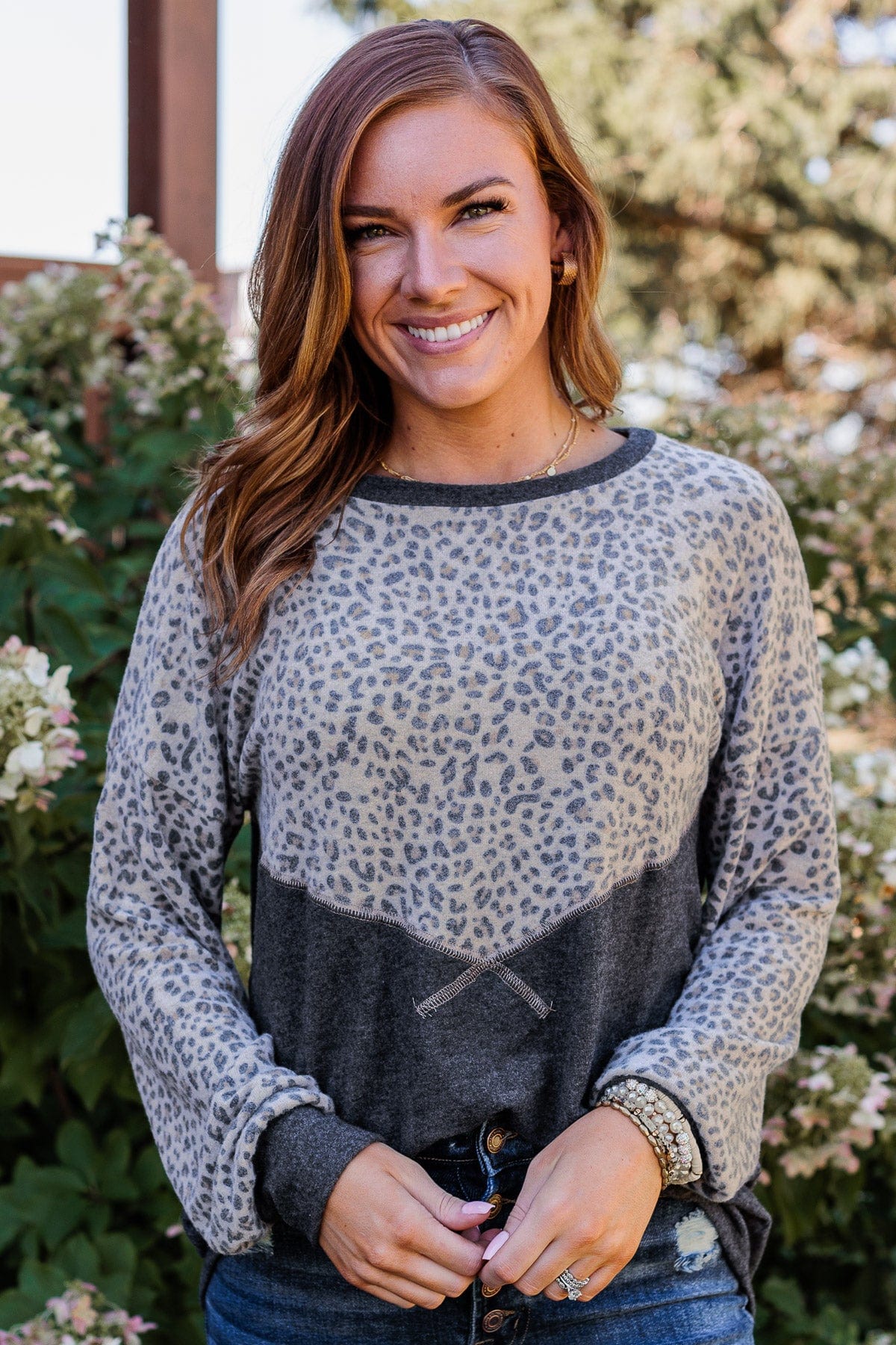 Find Your Wild Leopard Print Top- Charcoal - Image 3