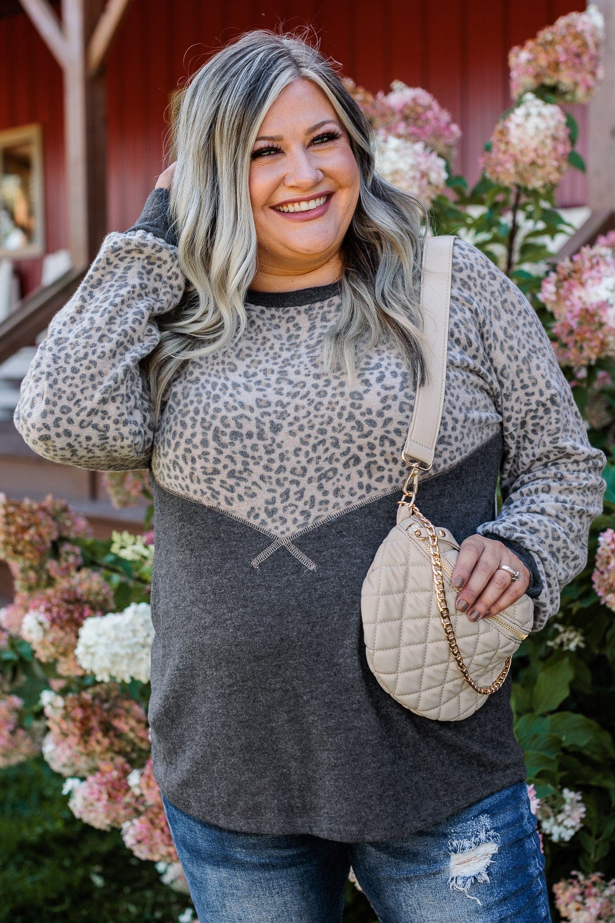 Find Your Wild Leopard Print Top- Charcoal - Image 4