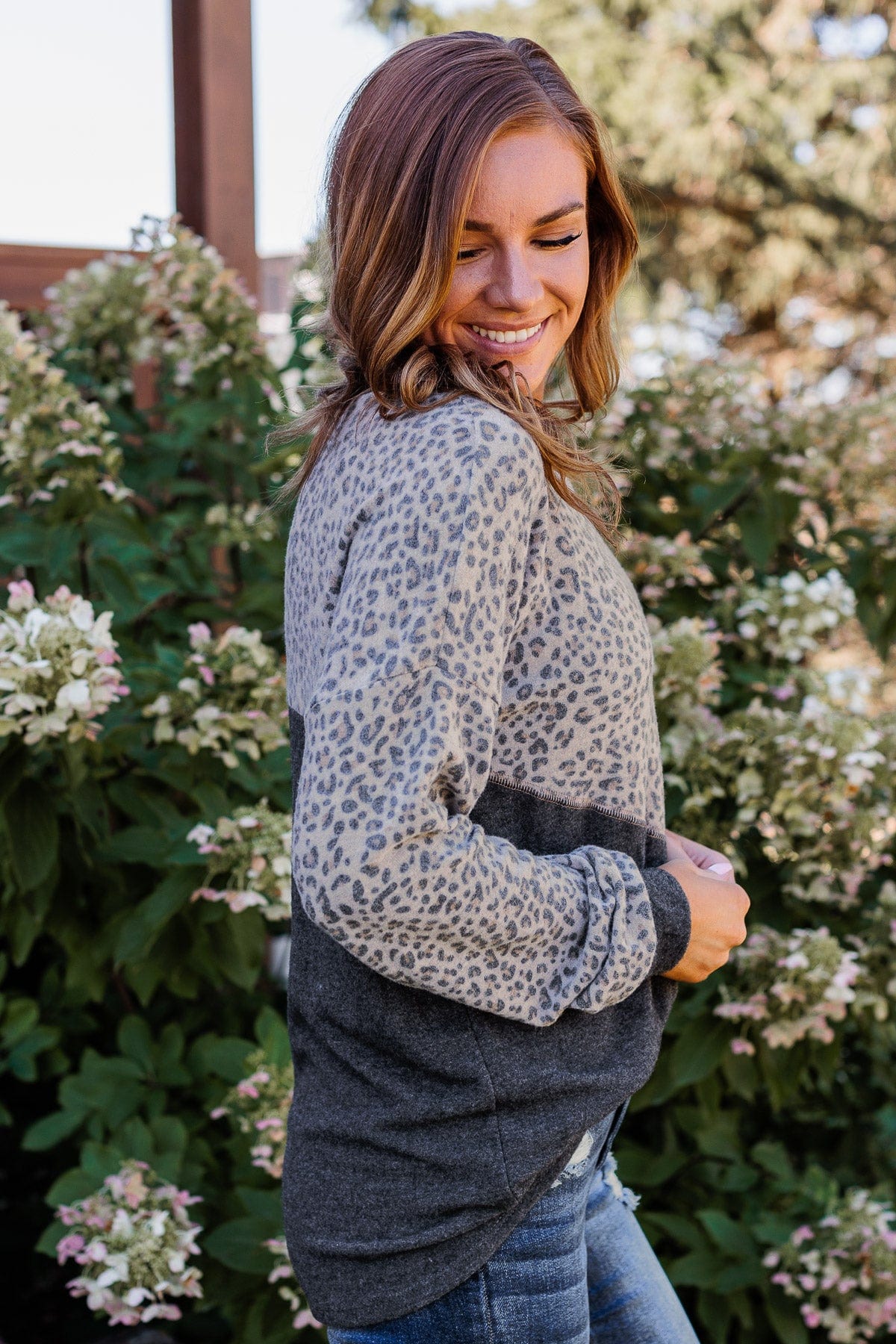 Find Your Wild Leopard Print Top- Charcoal - Image 8
