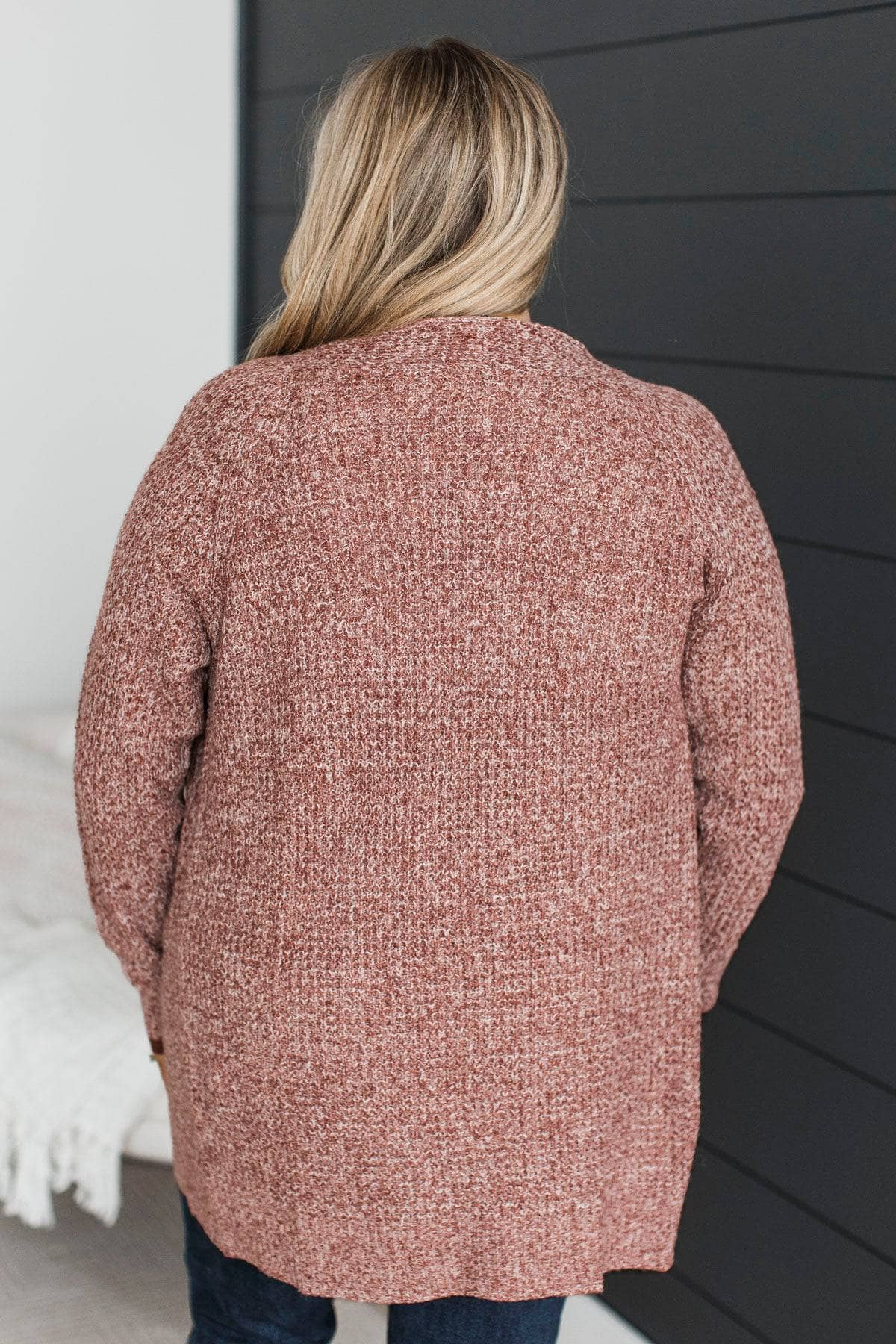 Seeking Perfection Waffle Knit Cardigan- Burgundy - Image 8