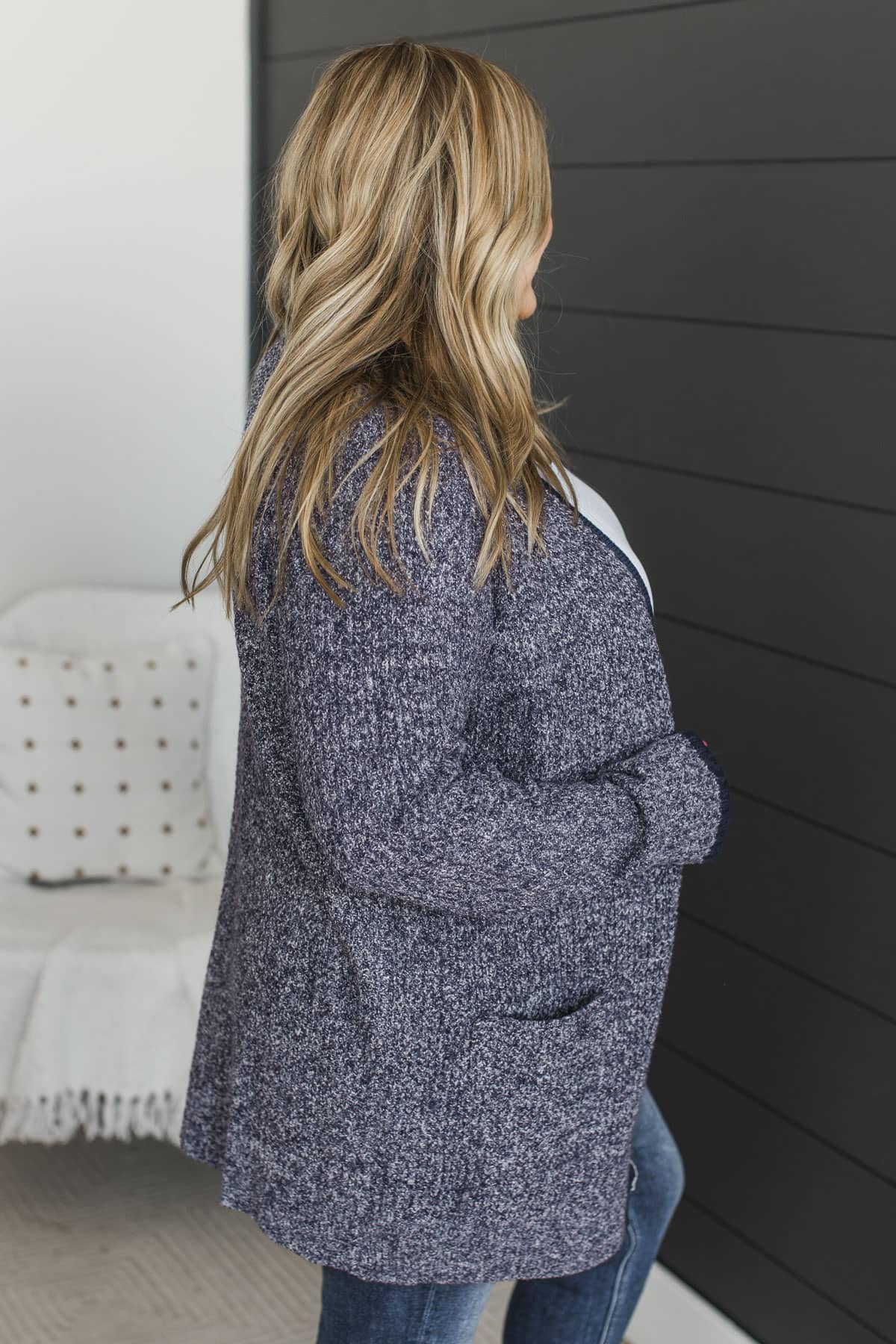 Seeking Perfection Waffle Knit Cardigan- Navy - Image 5