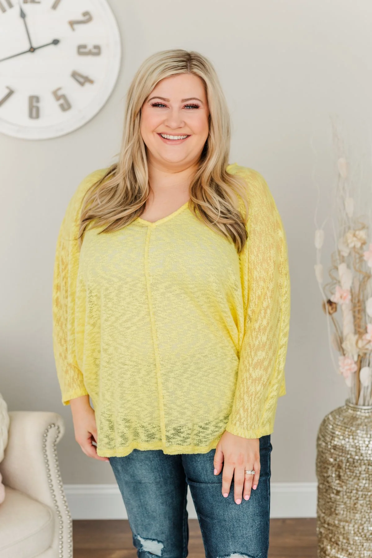 Seeking Sunshine Dolman Sleeve Knit Top- Lemon Yellow - Image 4