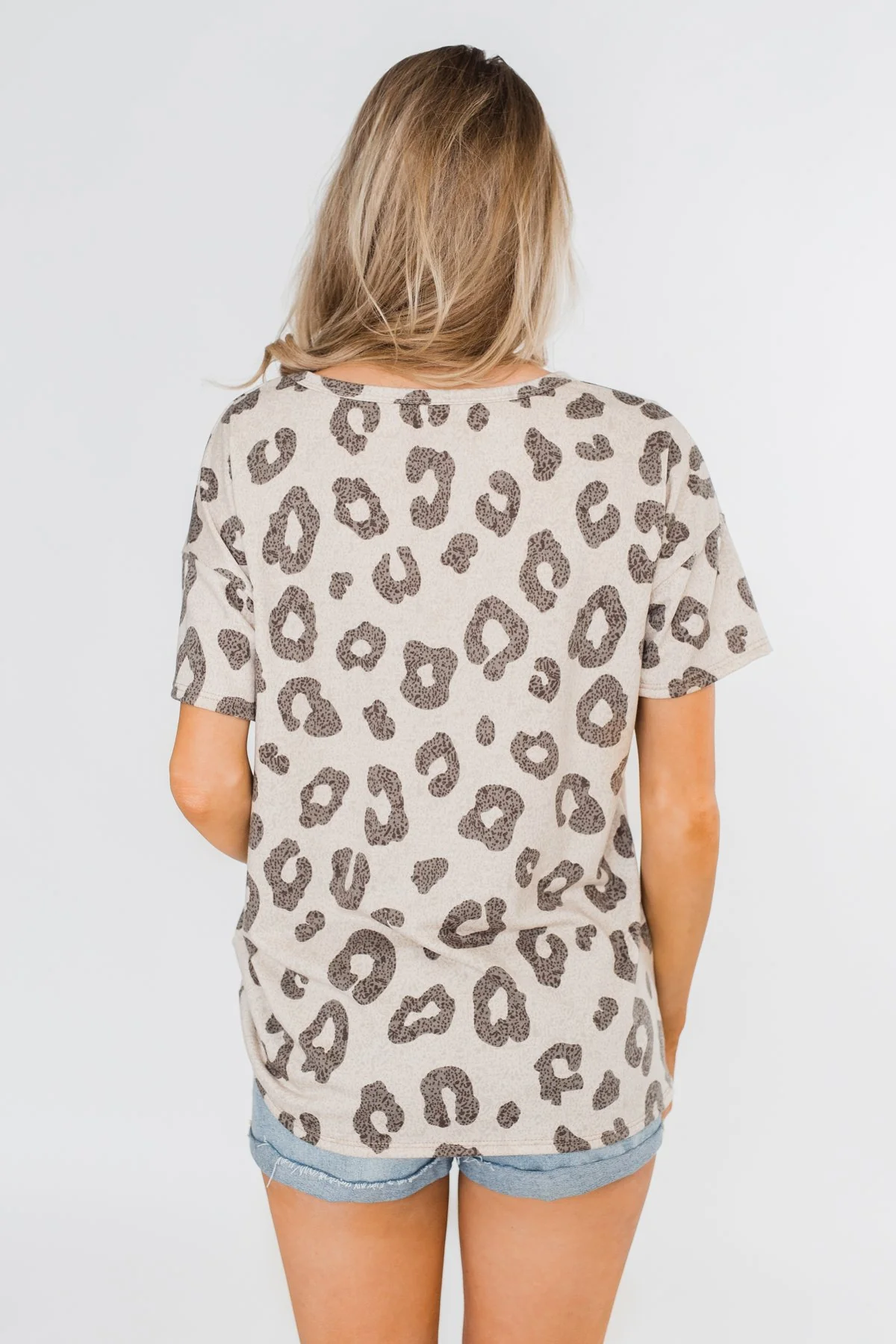 Seeking To Find Mock Neck Leopard Top- Beige - Image 16