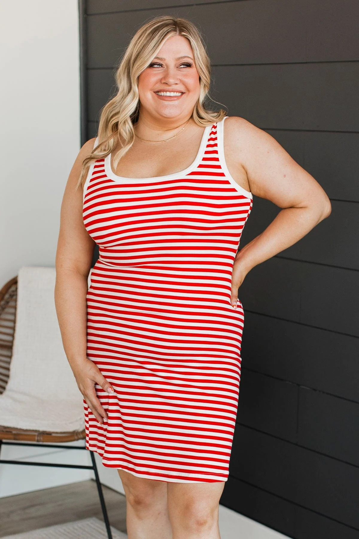 Seen It All Striped Dress- Red & White - Image 2