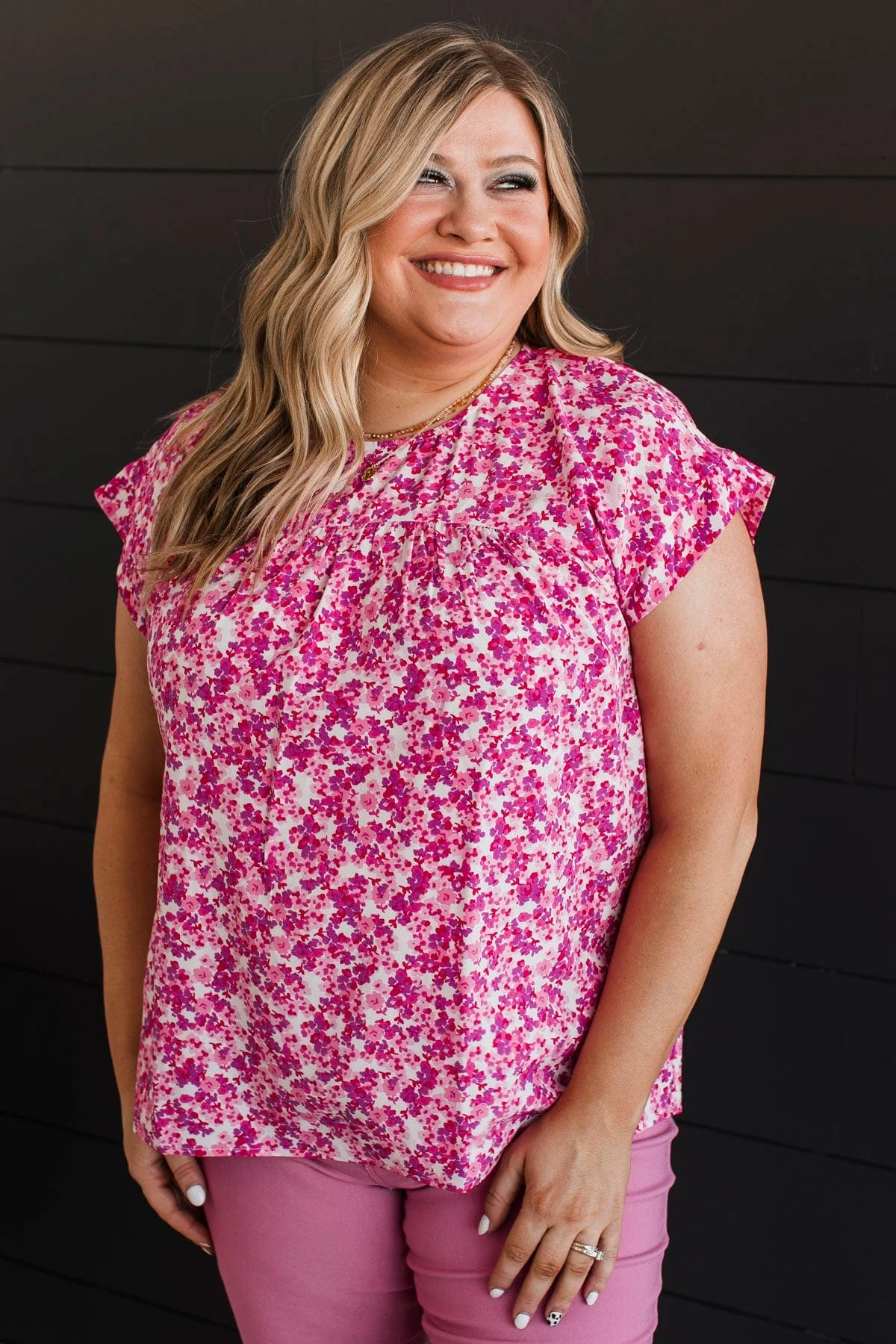 Seen It Before Floral Blouse- Ivory & Magenta - Image 3