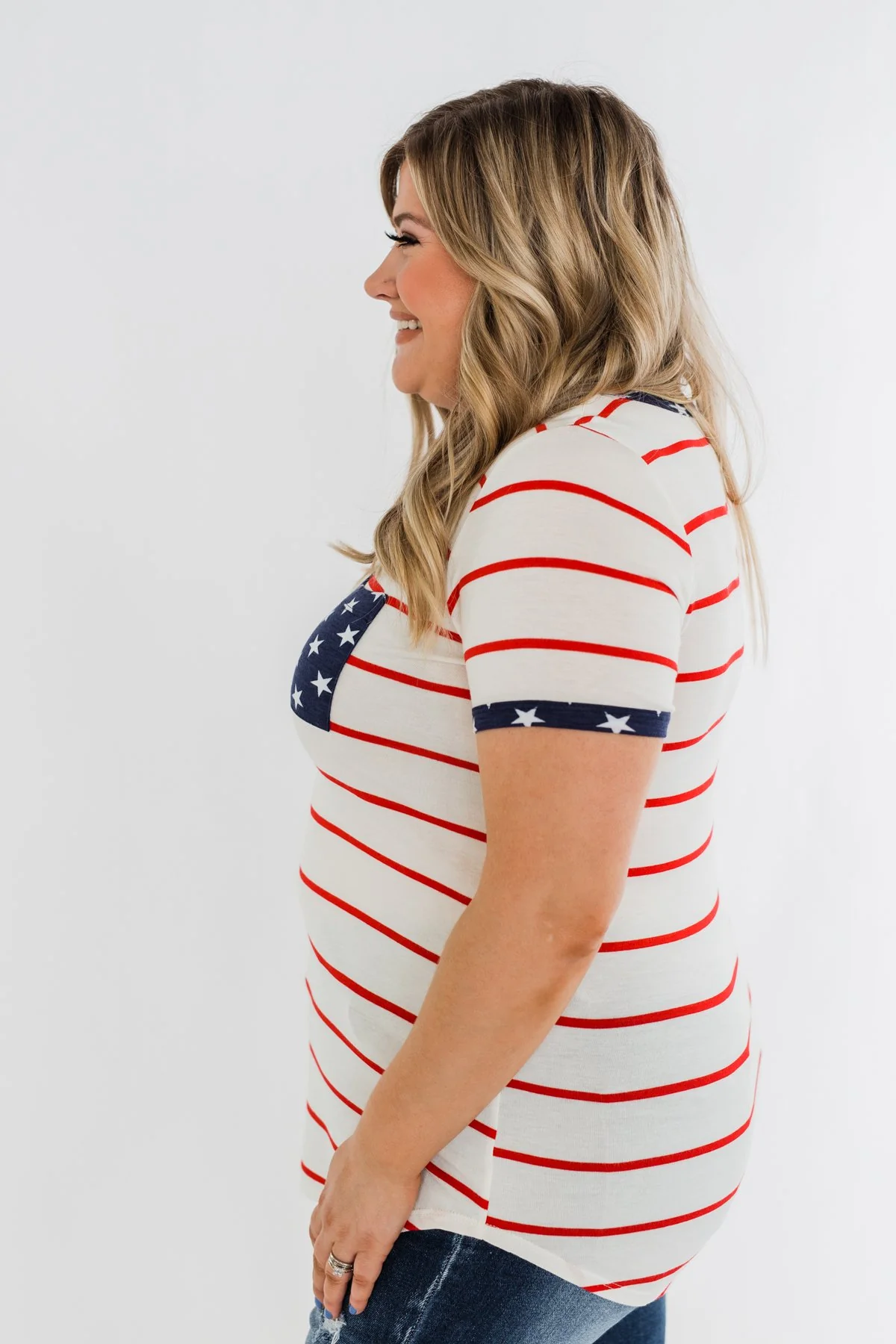Seize The Day Stripes & Stars Top- Red, Ivory, & Navy - Image 6
