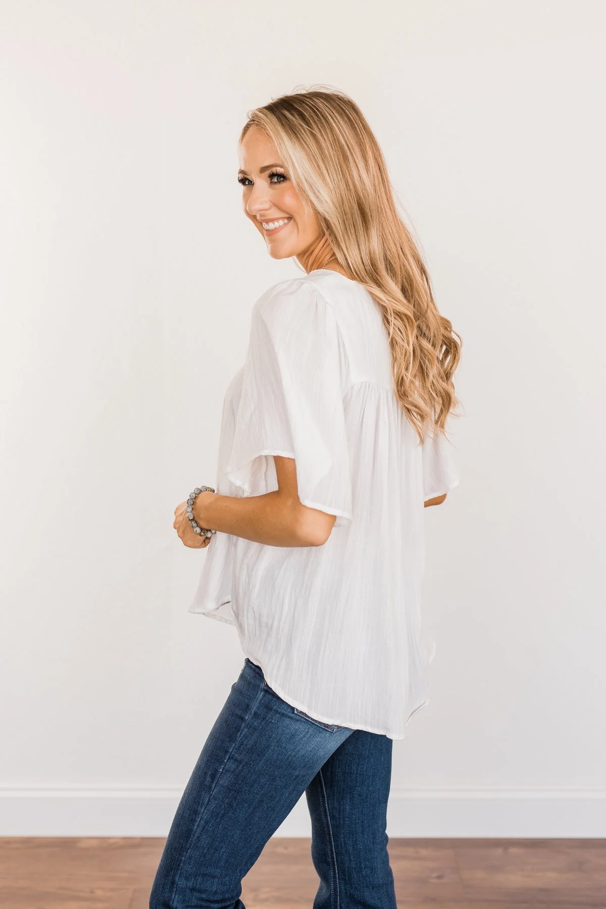 Seize The Moment Peasant Top- Off-White - Image 10