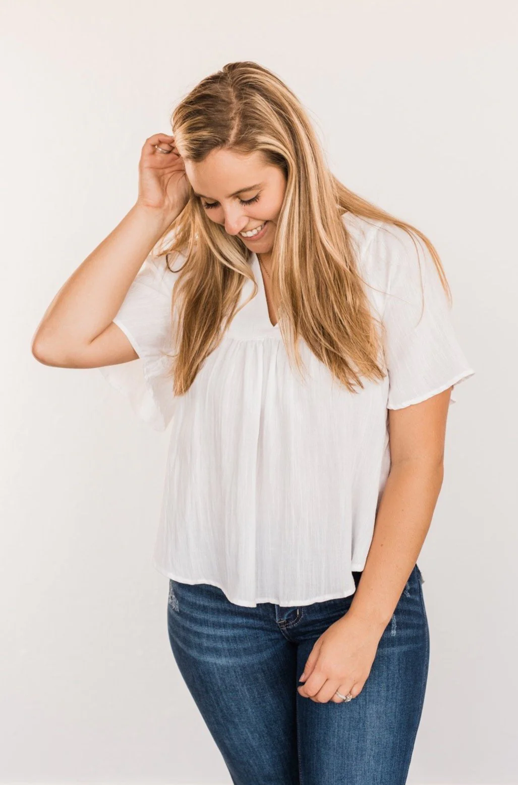 Seize The Moment Peasant Top- Off-White - Image 7
