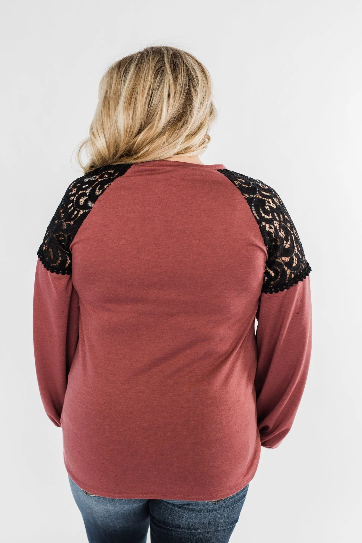 Sending My Love Lace Top- Dusty Burgundy - Image 10