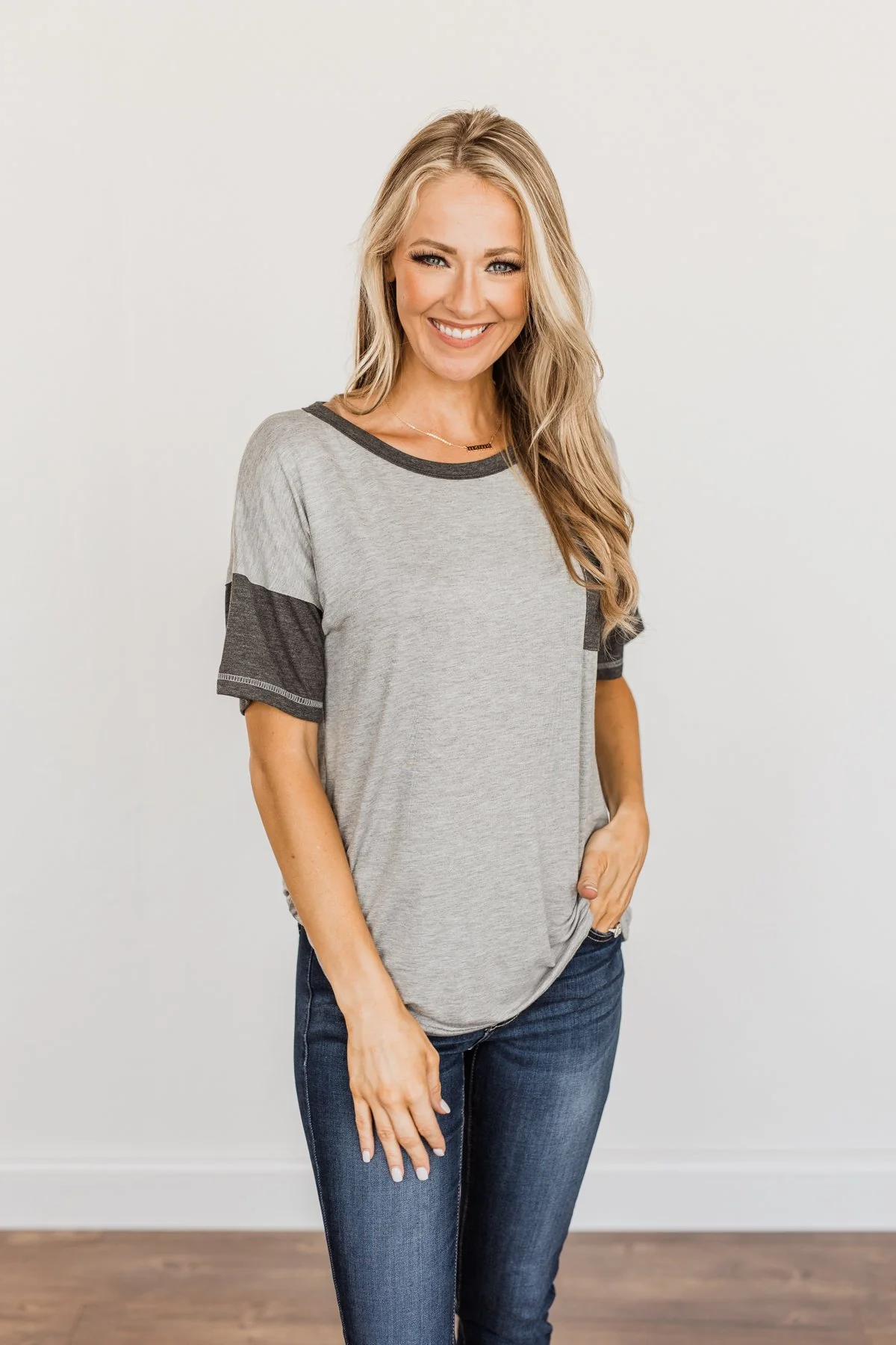 Sense Of Pride Pocket Top- Grey & Charcoal - Image 5