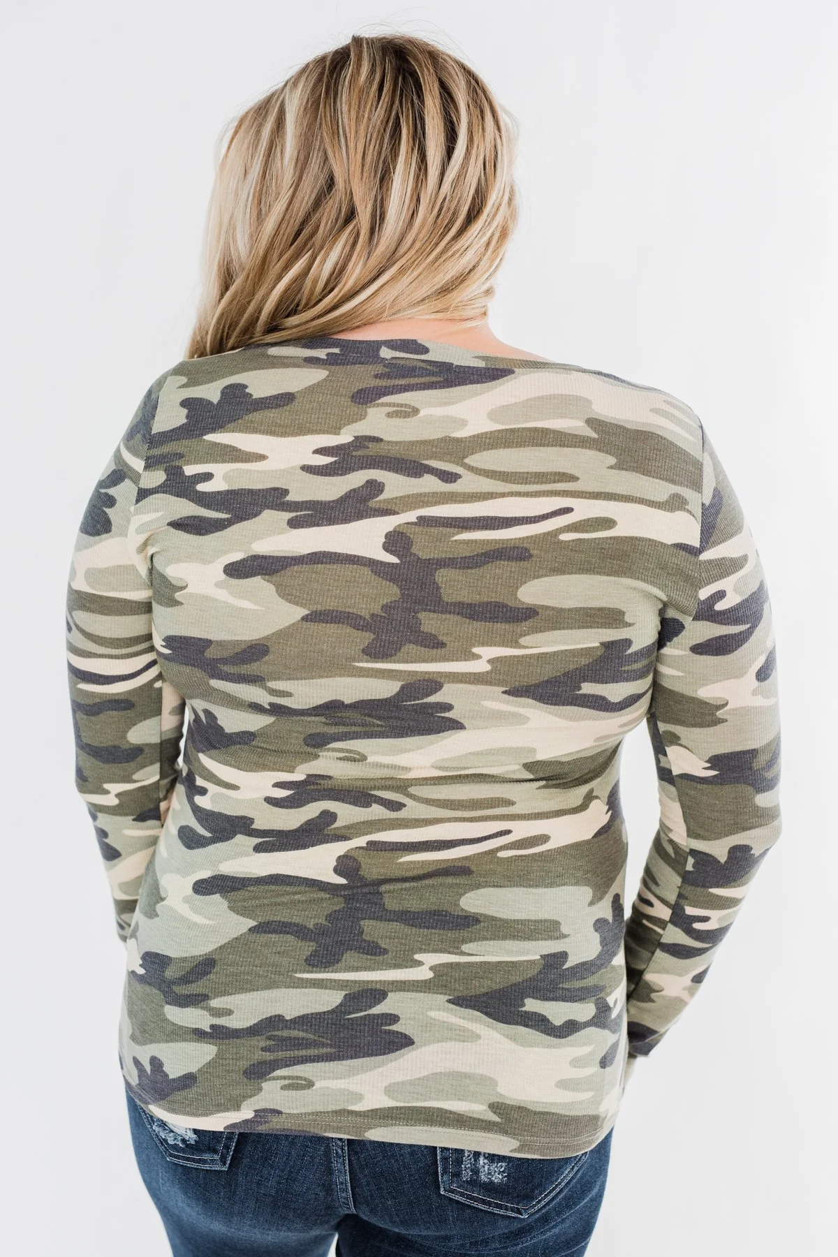Sequin Pocket Long Sleeve Top- Camo - Image 11